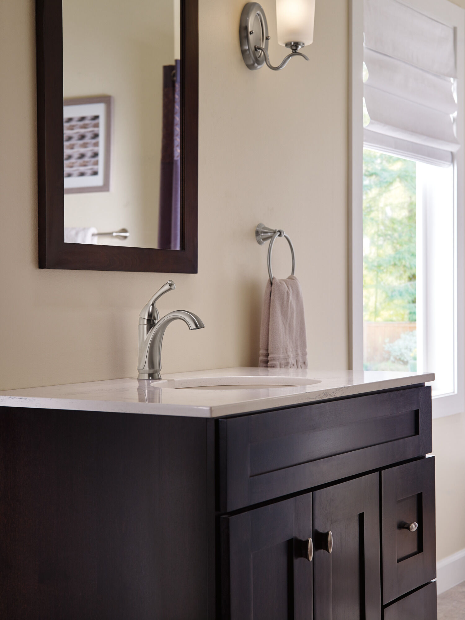 Single Handle Centerset Bathroom Faucet in Stainless 15999-SS-DST