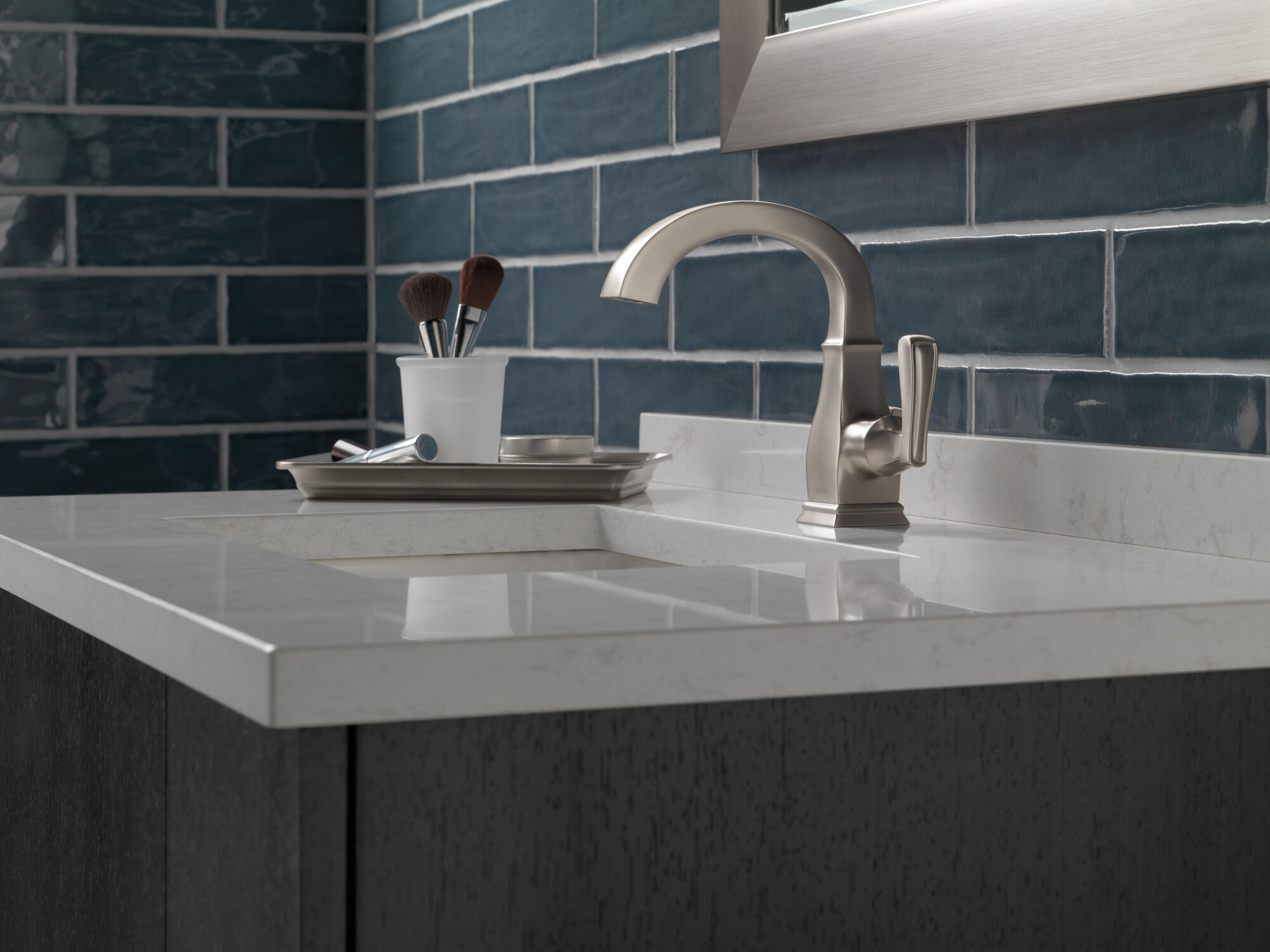 Single Handle Bathroom Faucet in Spotshield Brushed Nickel 15718LF