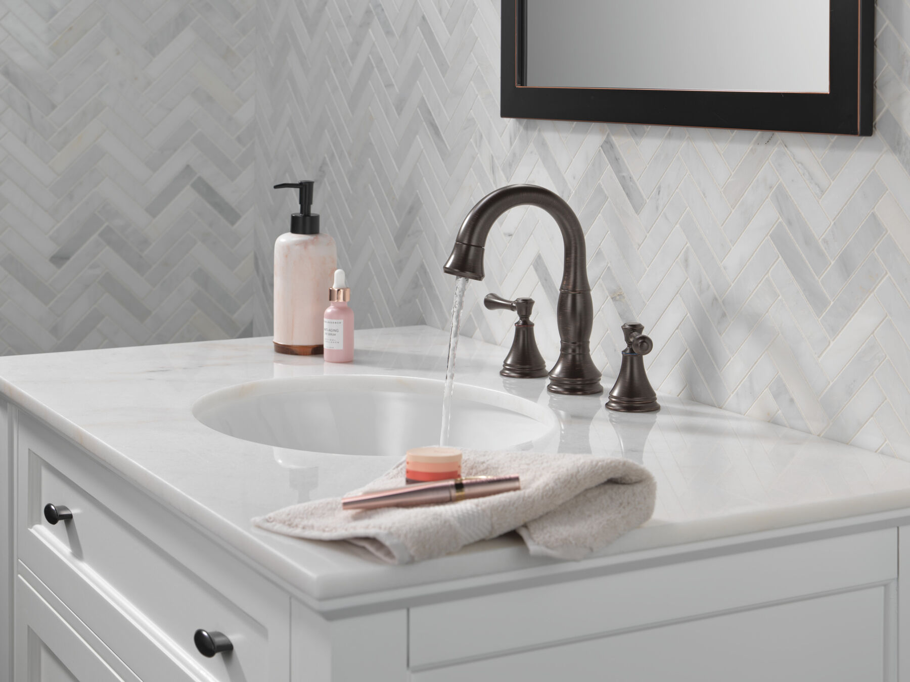 Two Handle Widespread Pull Down Bathroom Faucet in Venetian Bronze 3597 ...