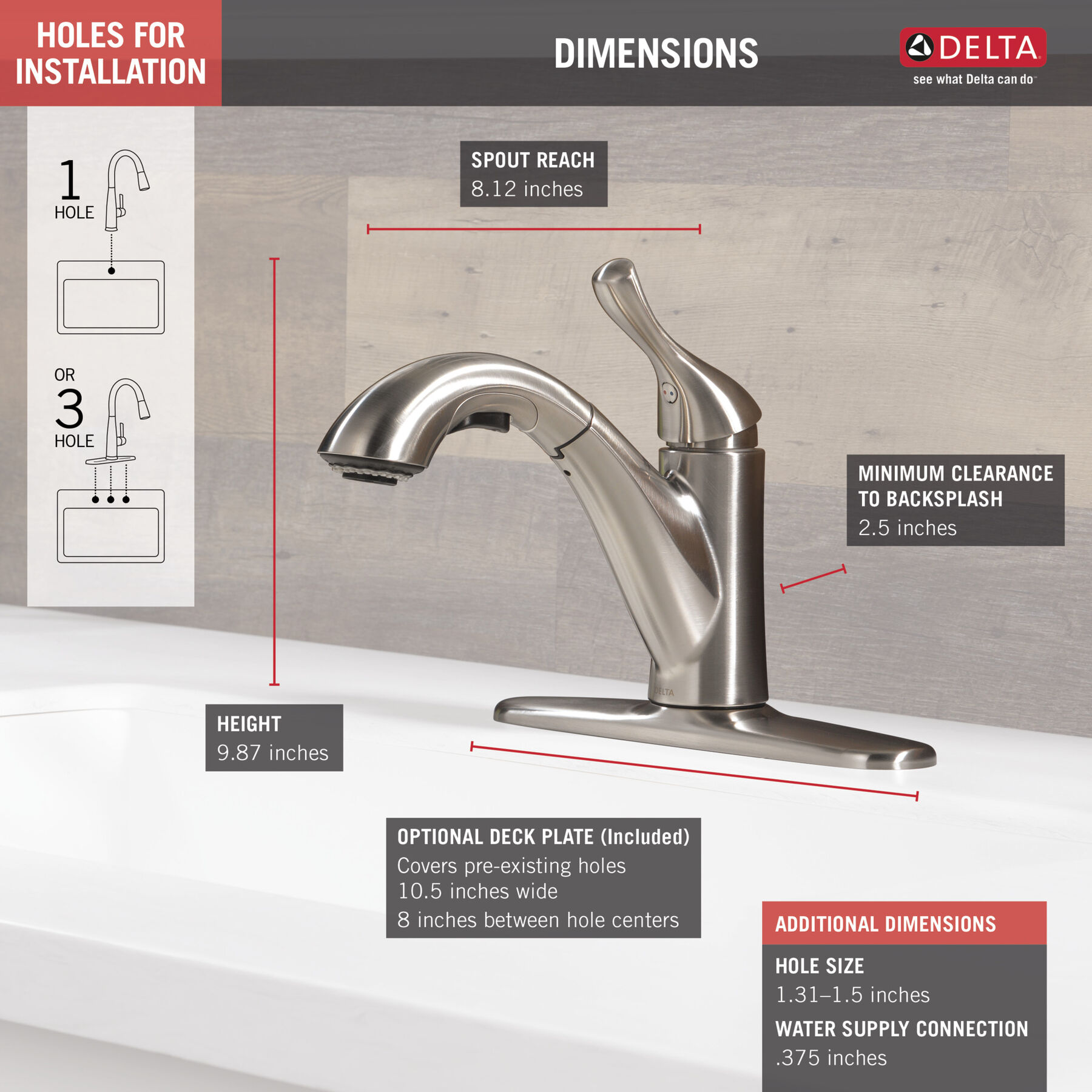 Single Handle Pullout Kitchen Faucet (Recertified) in Stainless 16953