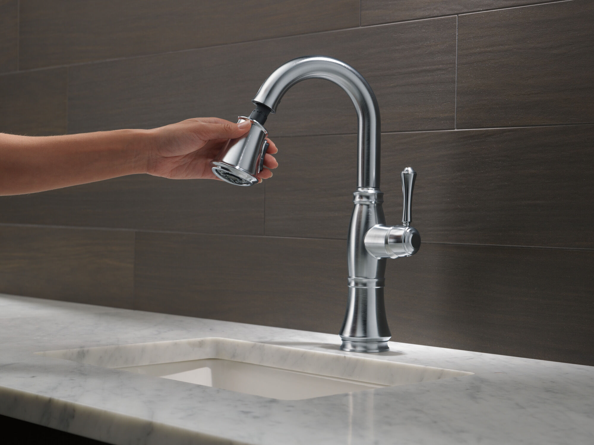 Single Handle Pull-Down Bar / Prep Faucet in Arctic Stainless 9997