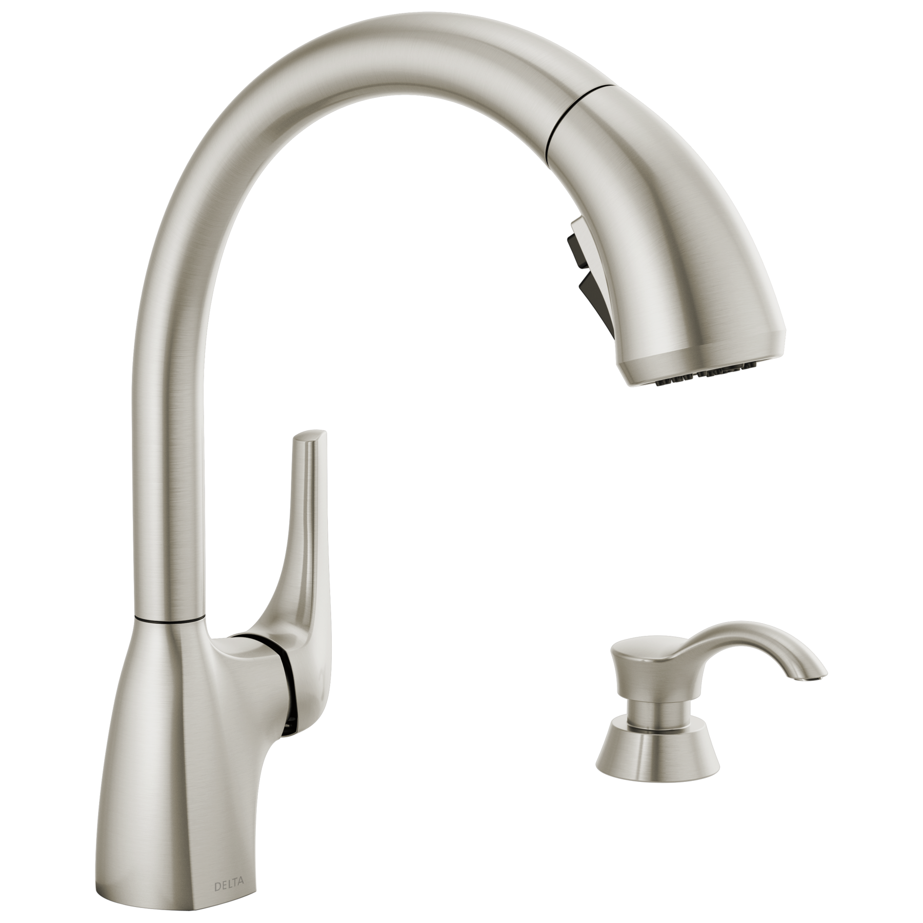 Mid-Rise Pull-Out Kitchen Faucet with Soap Dispenser and