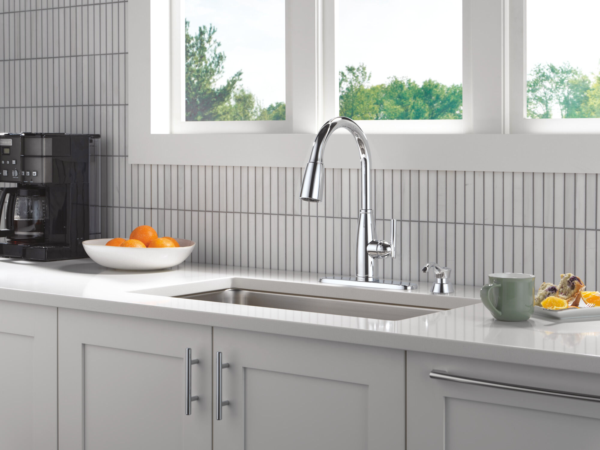 Single Handle Pull-Down Kitchen Faucet with Soap Dispenser and