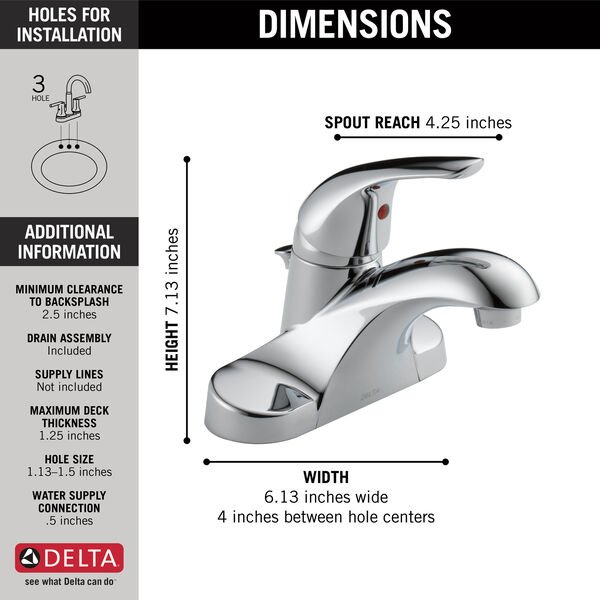 Single Handle Centerset Bathroom Faucet In Chrome B510lf Ppu Eco Delta - How To Tighten A Delta Bathroom Faucet