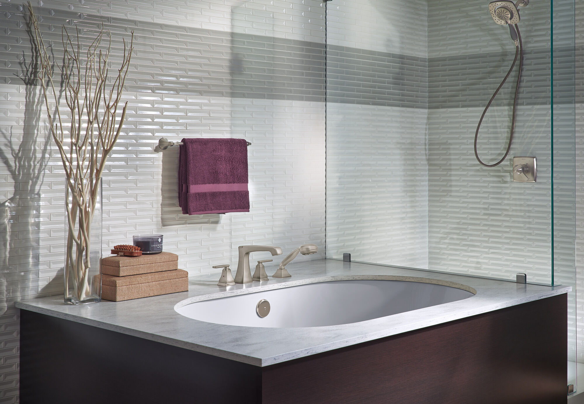 Roman Tub with Hand Shower Trim in Stainless T4764-SS