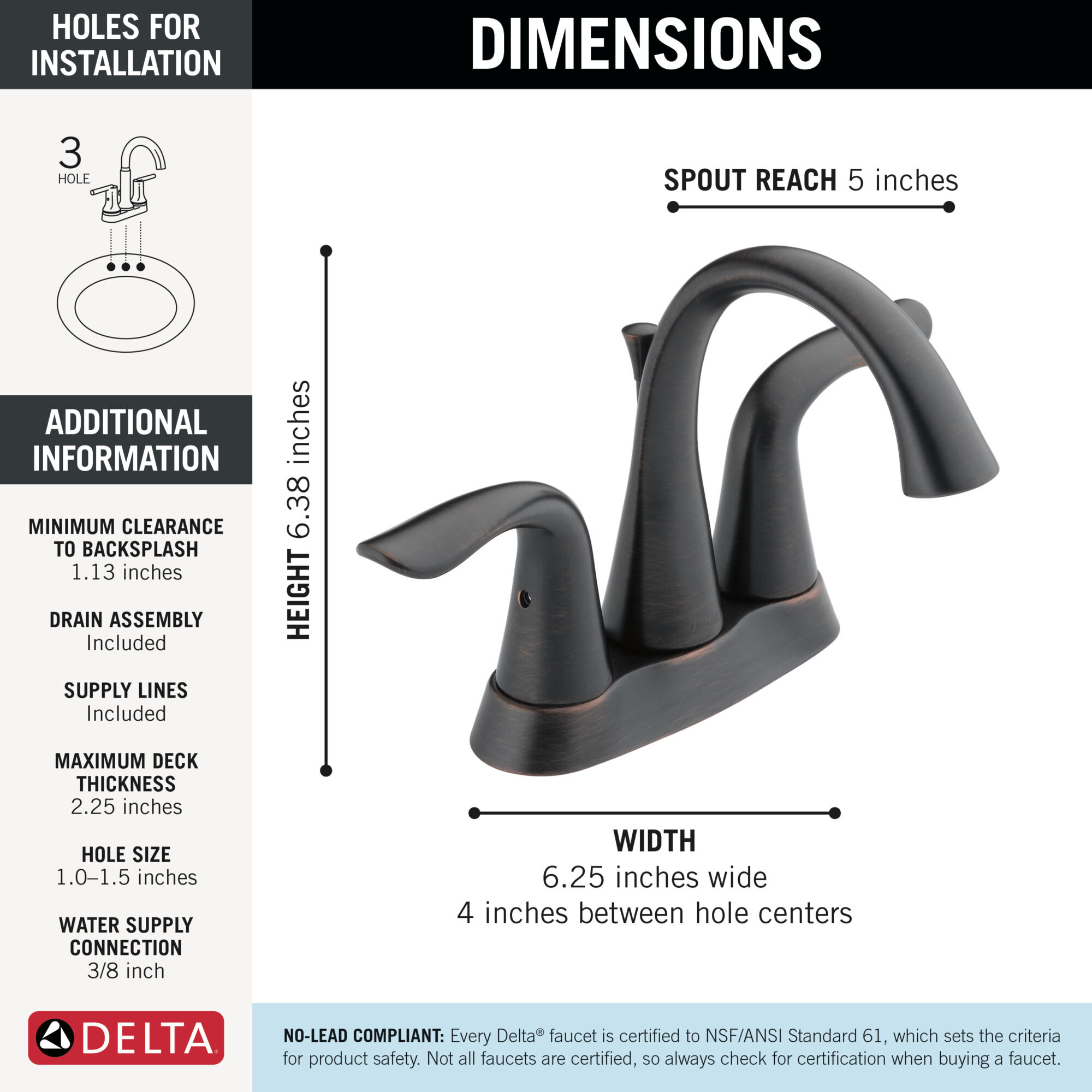Two Handle Centerset Bathroom Faucet in Venetian Bronze 2538-RBMPU
