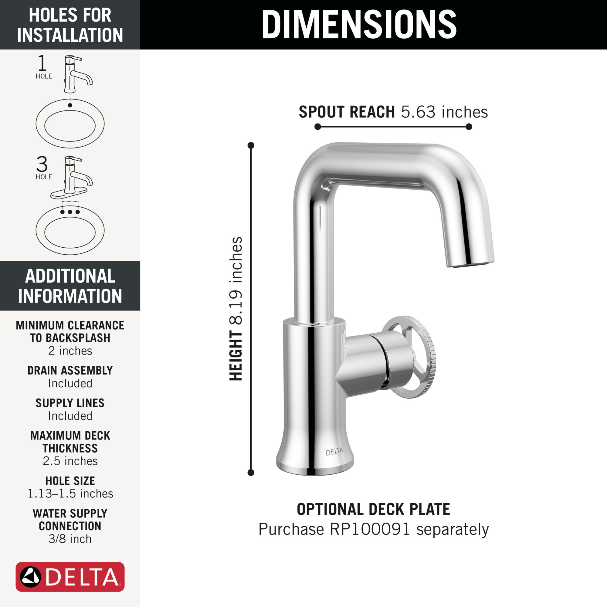 Single Handle Bathroom Faucet in Chrome 5547HAR-DST | Delta Faucet