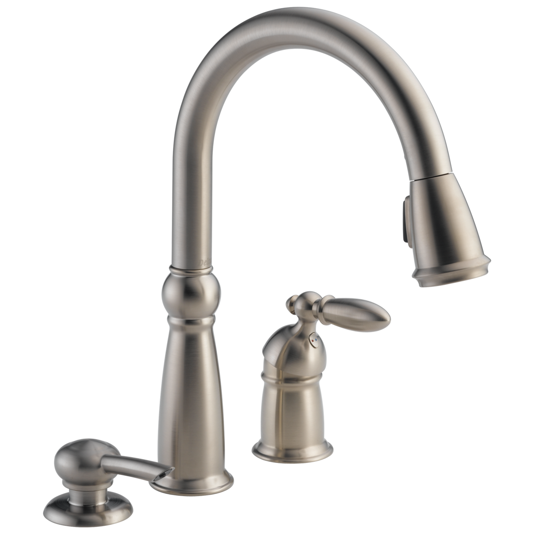 Single Handle Pull-Down Kitchen Faucet with Soap Dispenser in