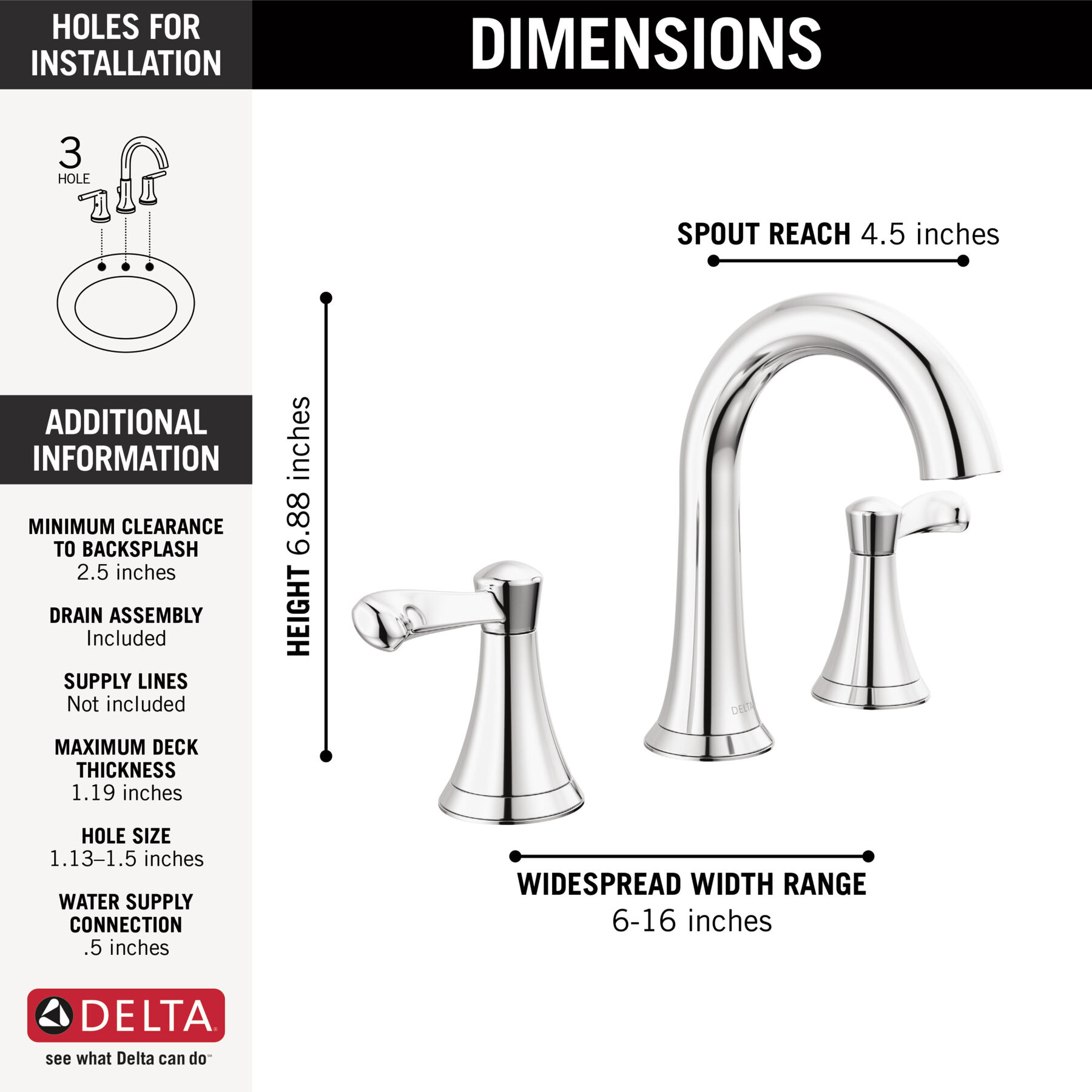 Two Handle Widespread Bathroom Faucet in Chrome 35897LF — thumbnail 2