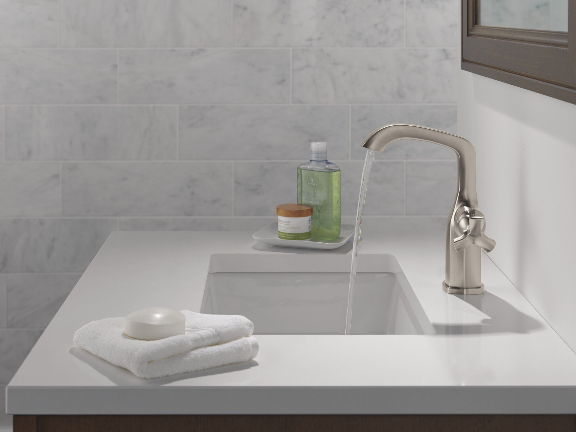 Single Handle Mid-Height Bathroom Faucet in Lumicoat® Stainless