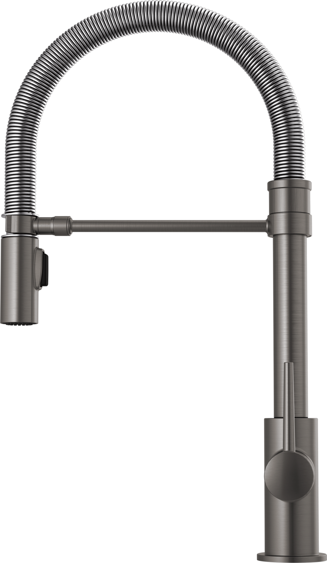k-t Single-Handle Pull-Down Spring Kitchen Faucet in Black Stainless