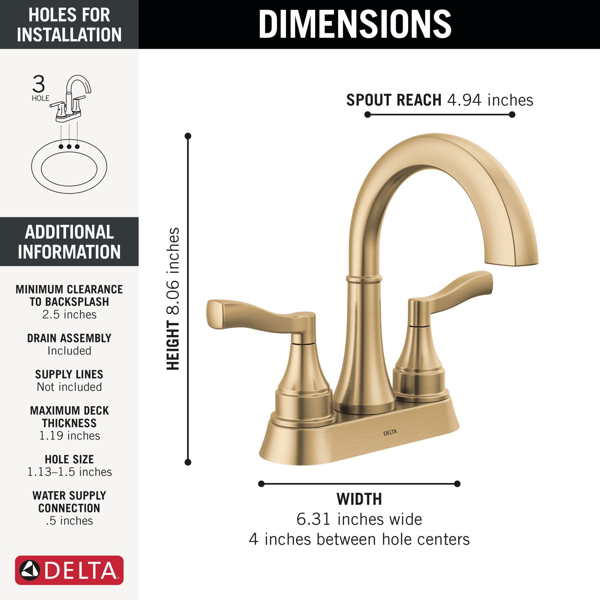 Two Handle Centerset Bathroom Faucet in Champagne Bronze 25822LF