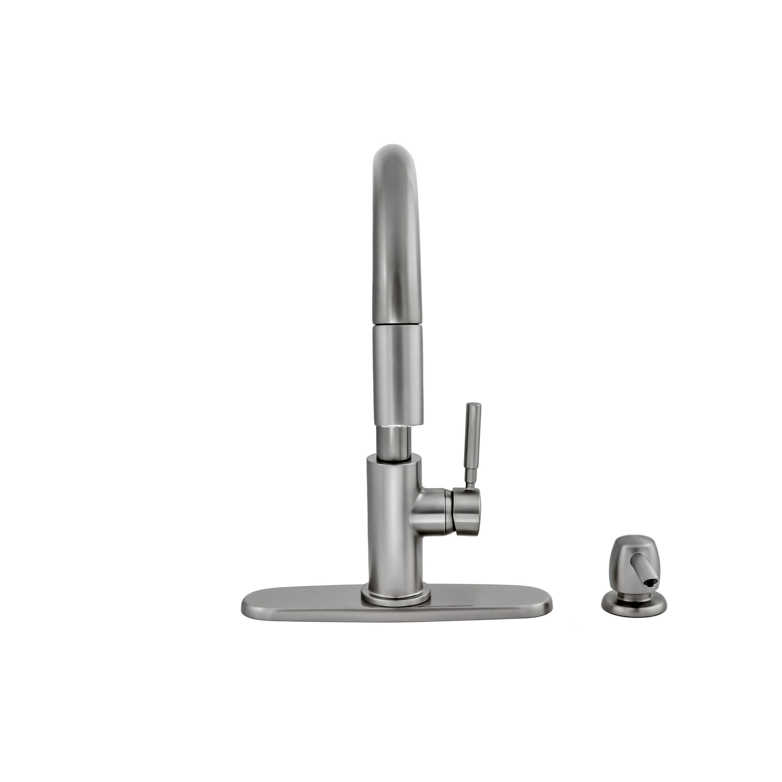 Single Handle Pull-Down Kitchen Faucet with Soap Dispenser in