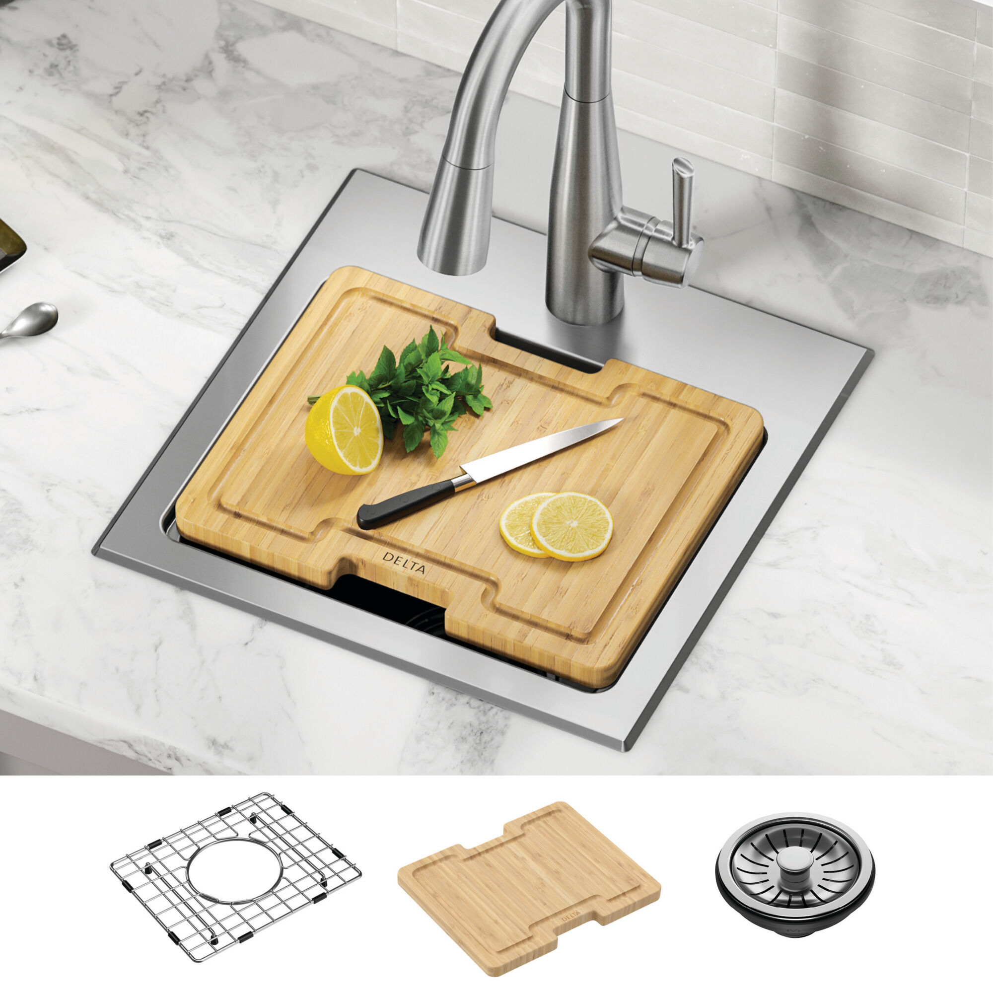 ミズキング15 15” Stainless Steel Workstation Kitchen Bar Sink Drop-In