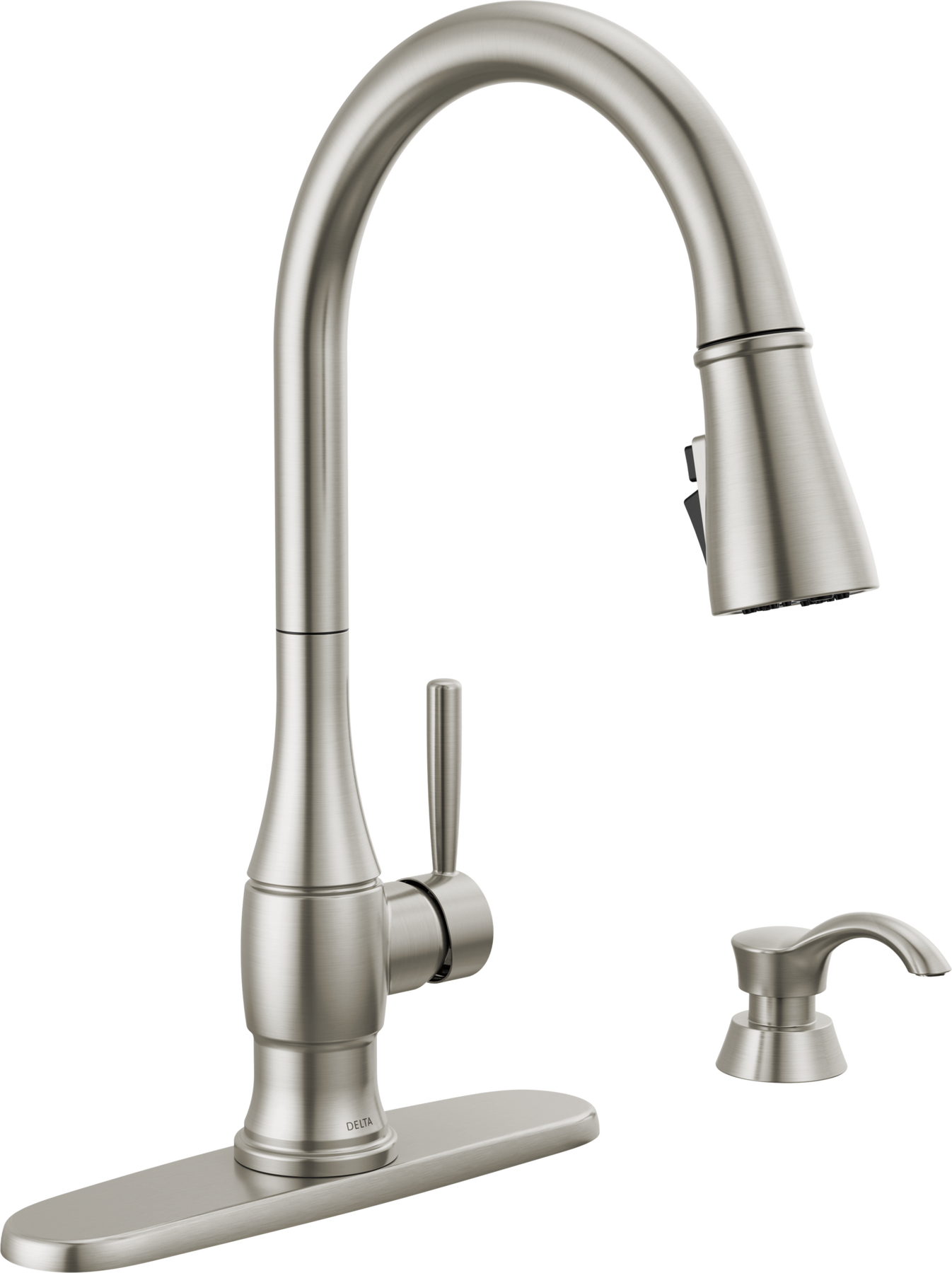 Single Handle Pull-Down Kitchen Faucet with Soap Dispenser and