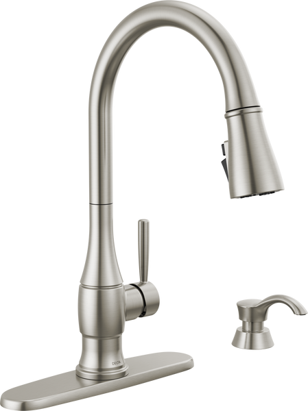 Single Handle Pull-Down Kitchen Faucet with Soap Dispenser and