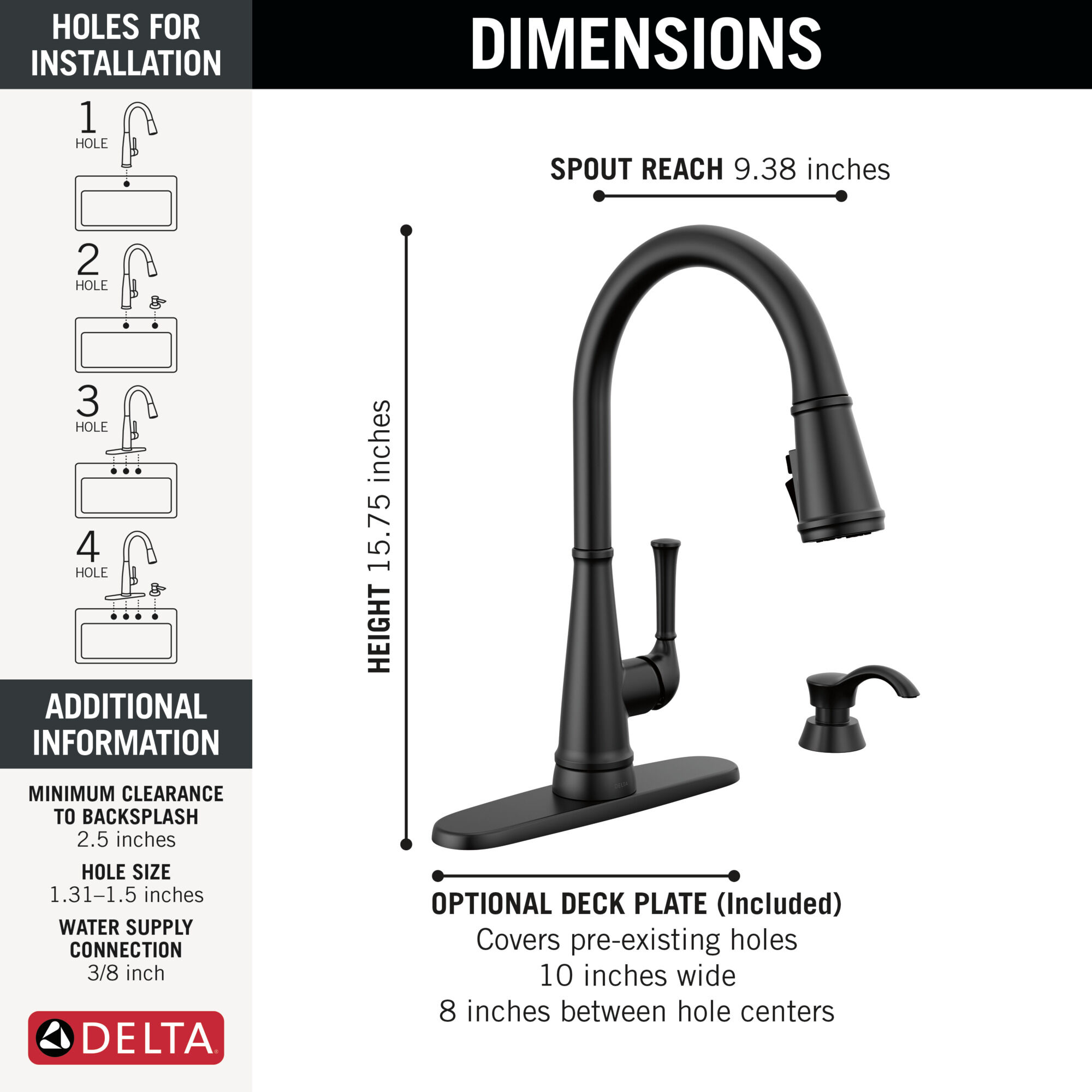 Single Handle Kitchen Pull-Down Faucet w/ Soap Dispenser in Matte