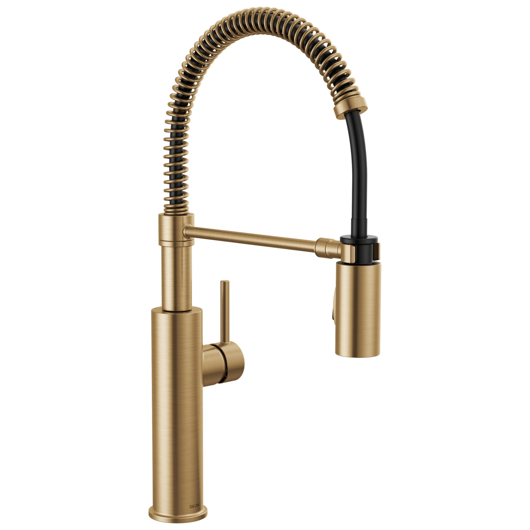 Single-Handle Pull-Down Spring Kitchen Faucet in Champagne Bronze