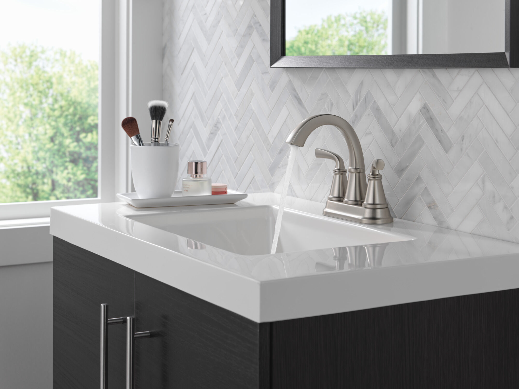 Two Handle Centerset Bath Faucet in Spotshield Brushed Nickel