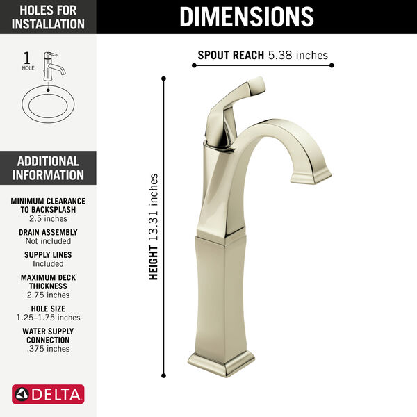 Single Handle Vessel Bathroom Faucet in Polished Nickel 751PNDST