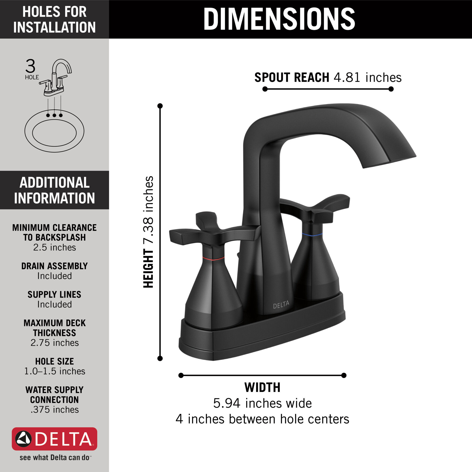 Centerset Faucet in Matte Black 257766-BLMPU-DST | Delta Faucet