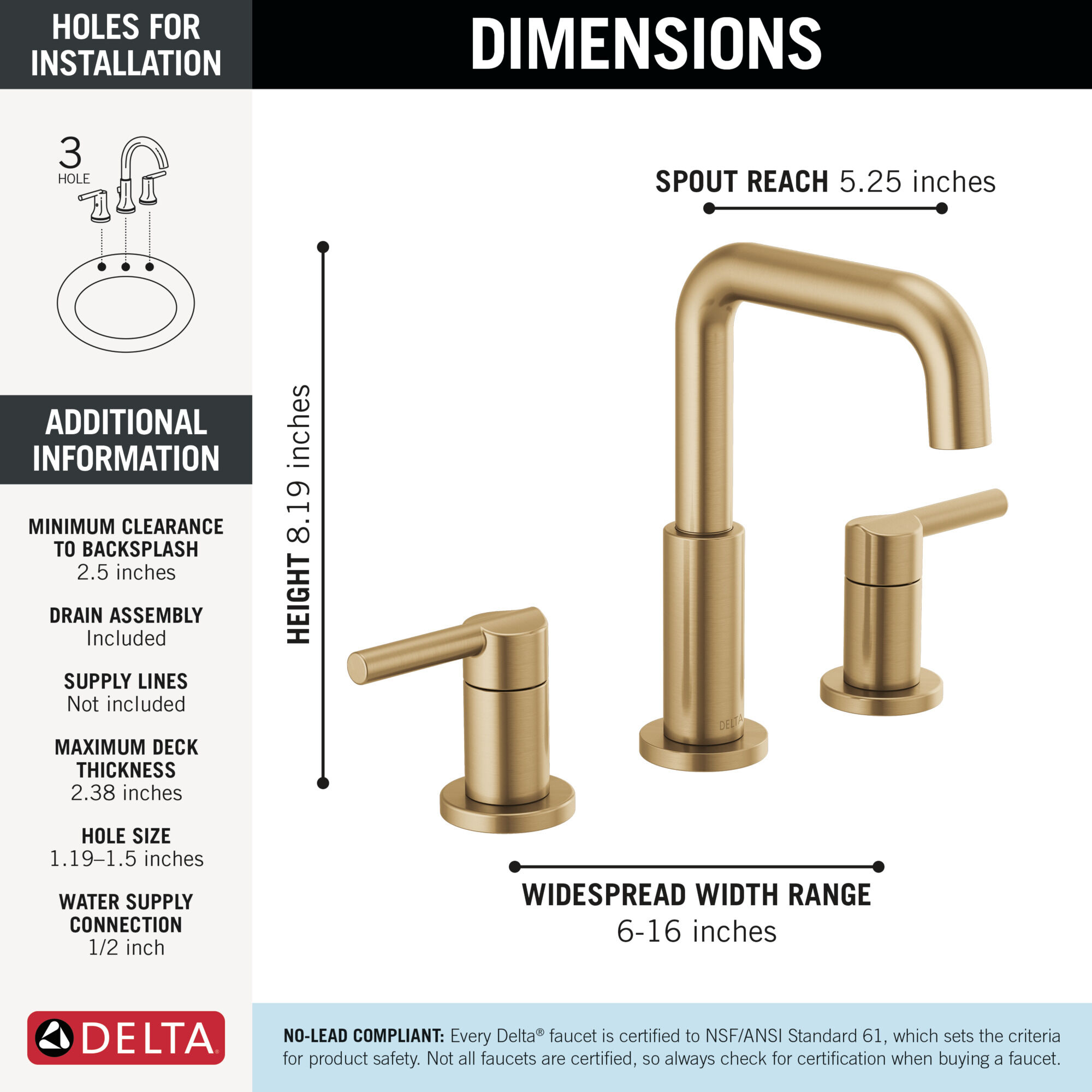 Two Handle Widespread Bathroom Faucet in Champagne Bronze 35849LF