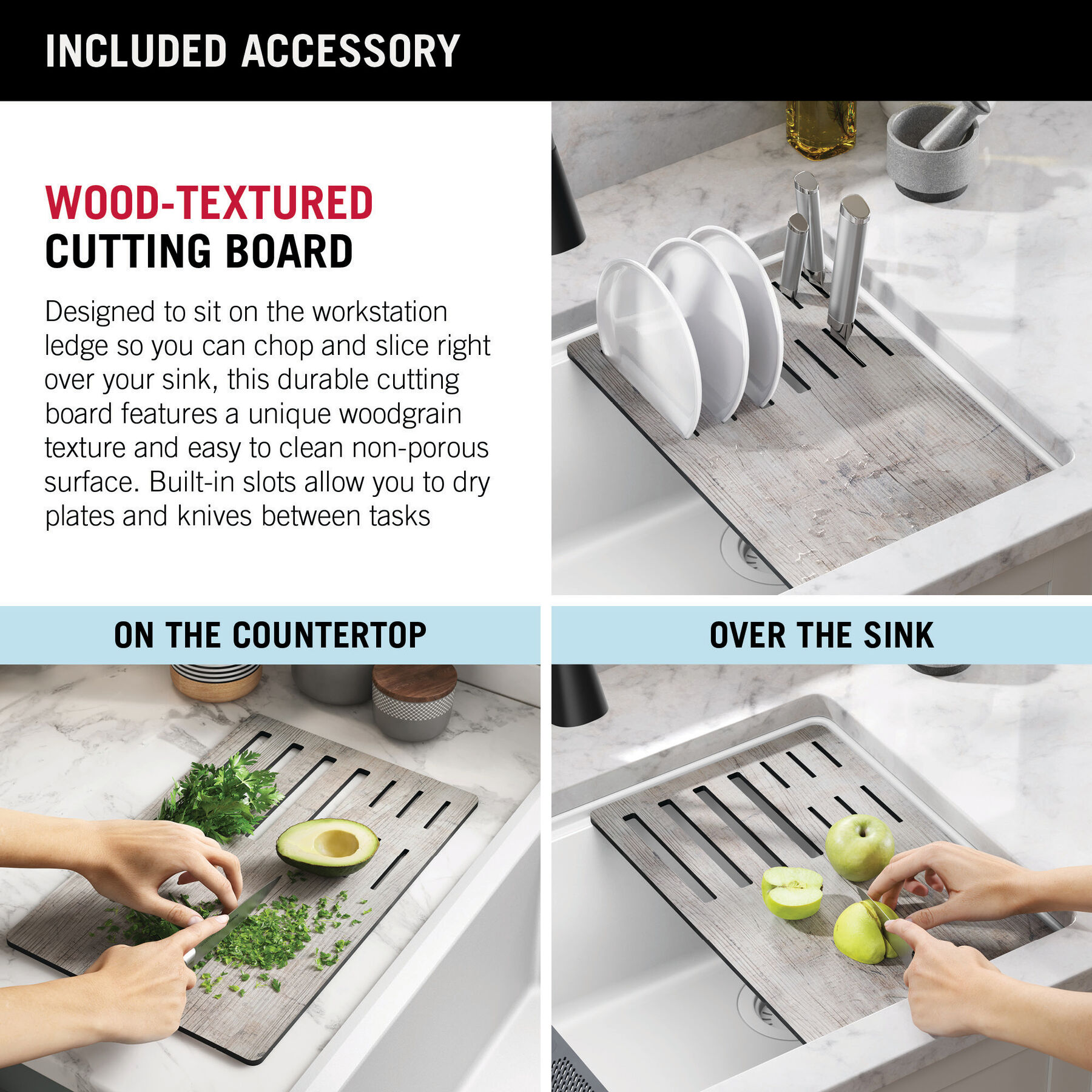 StyleWell Granite Cutting Board with Non-Slip Base (Set of 3