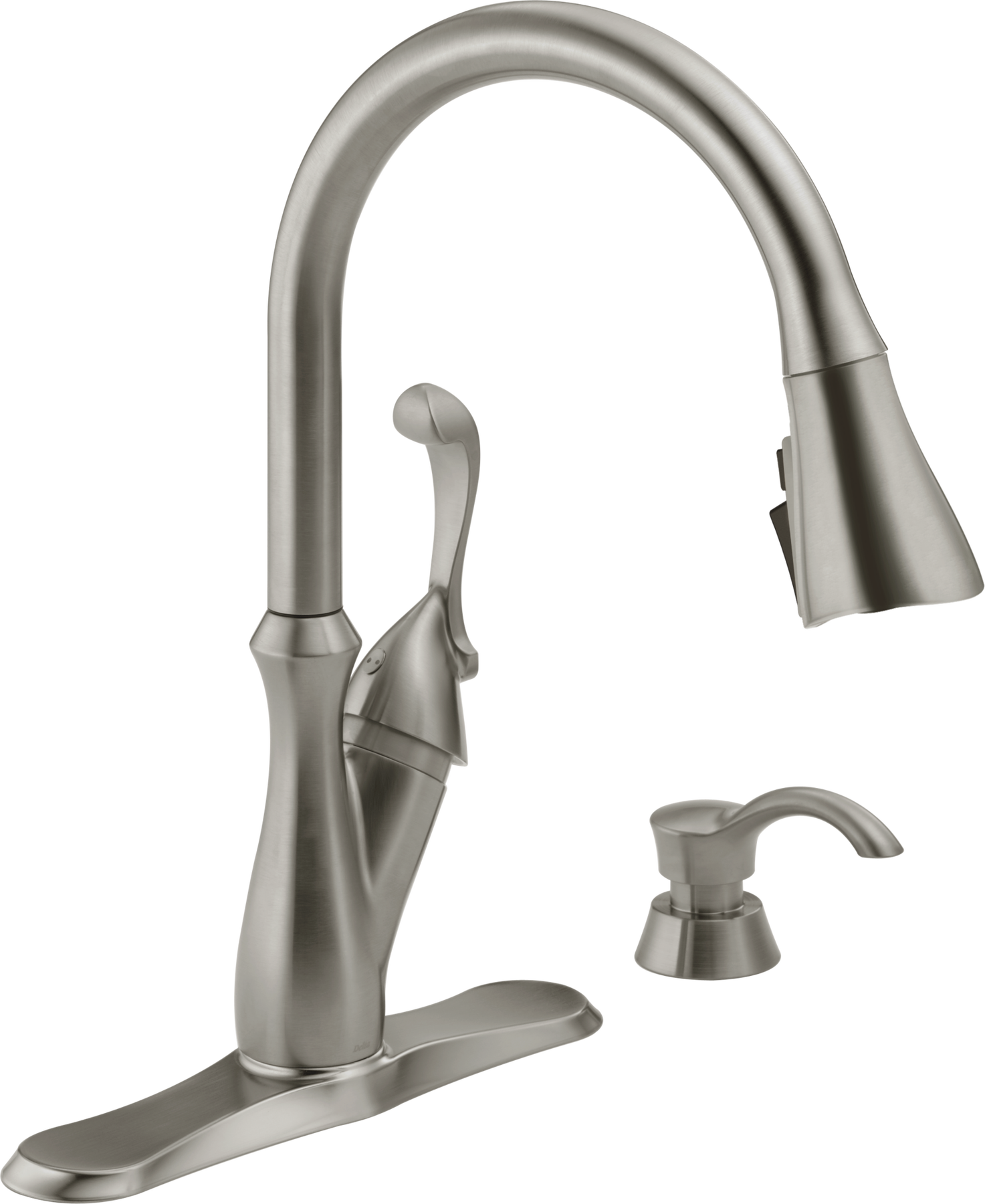 Single Handle Pull-Down Kitchen Faucet with Soap Dispenser and