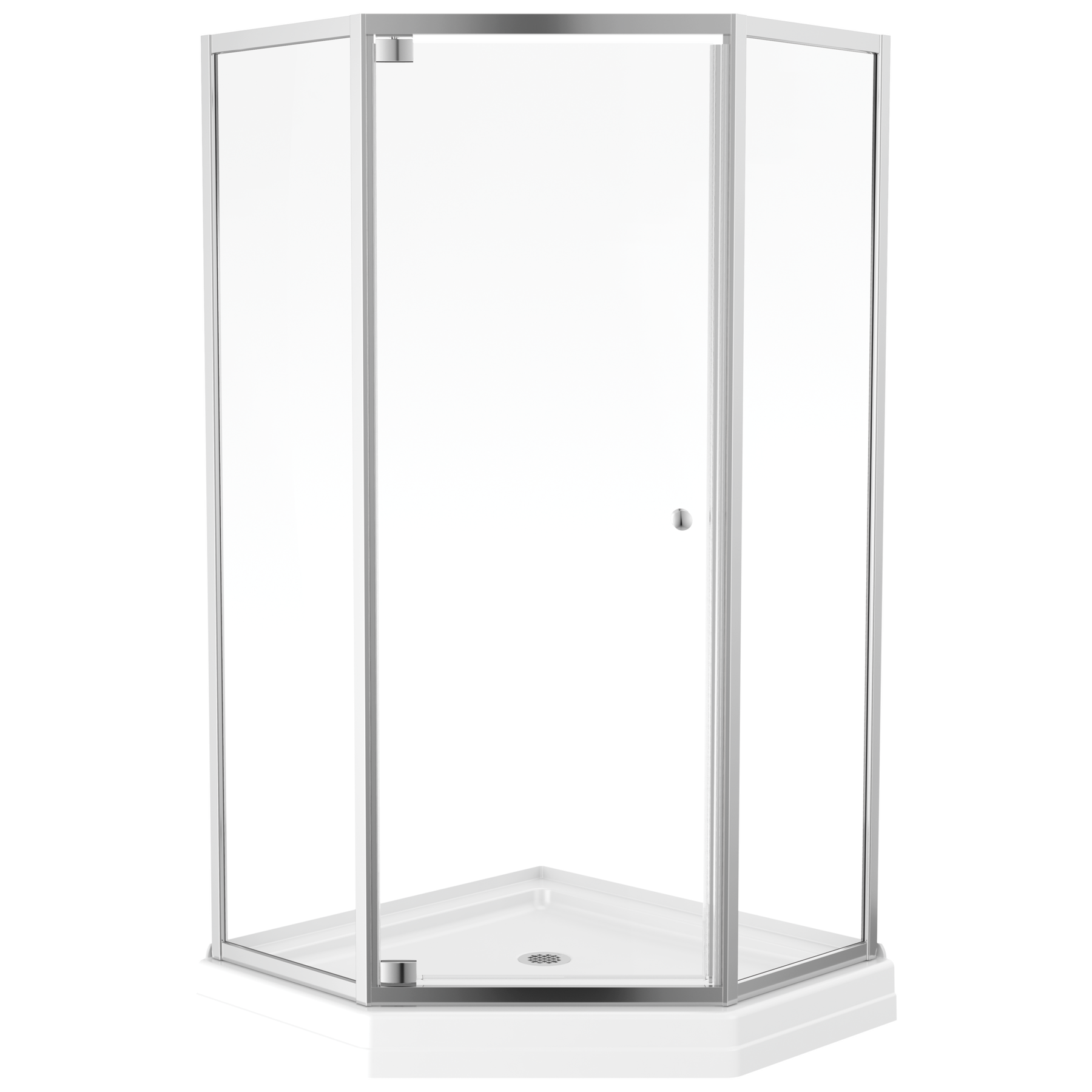 38x38 Corner Shower Base with Door Bundle - Framed Neo in Chrome