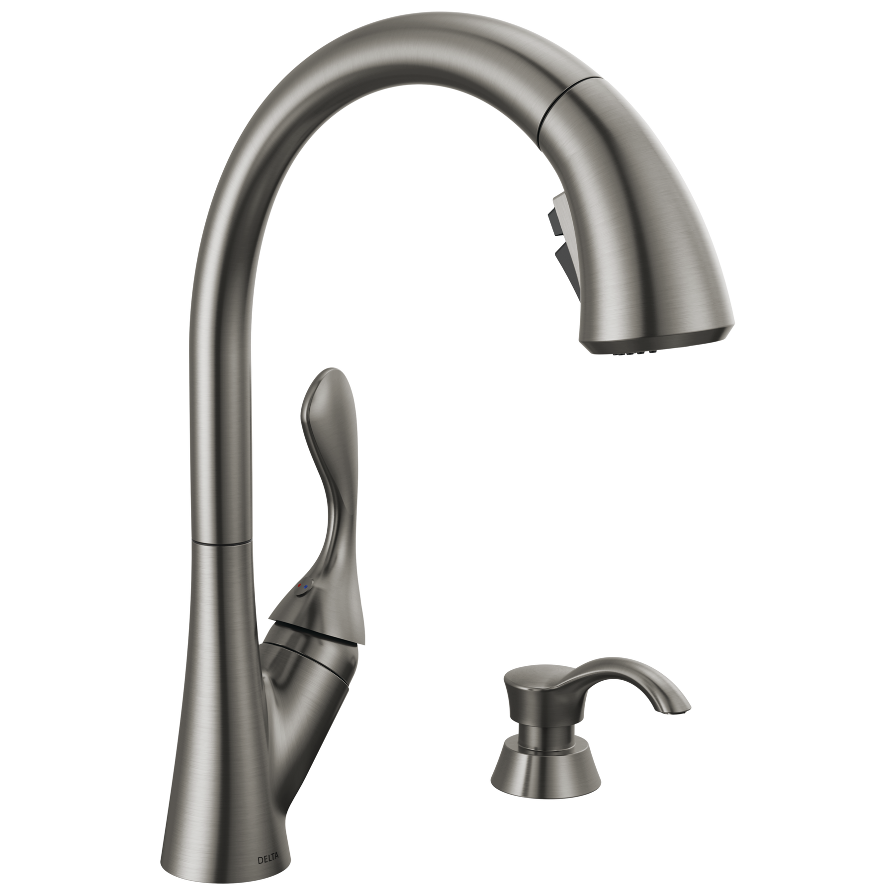 Single Handle Pull-Down Kitchen Faucet with Soap Dispenser and