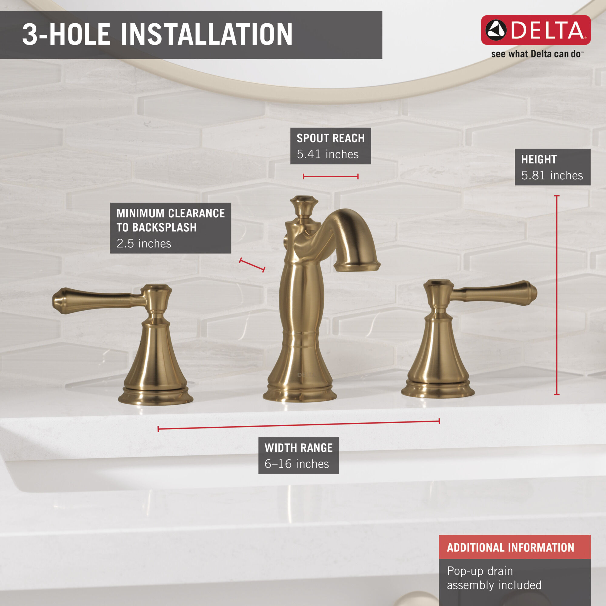 Two Handle Widespread Bathroom Faucet (Recertified) in Champagne
