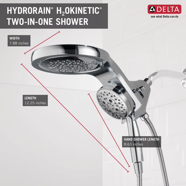 HydroRain® 5Setting TwoinOne Shower Head in Chrome 58680 Delta Faucet