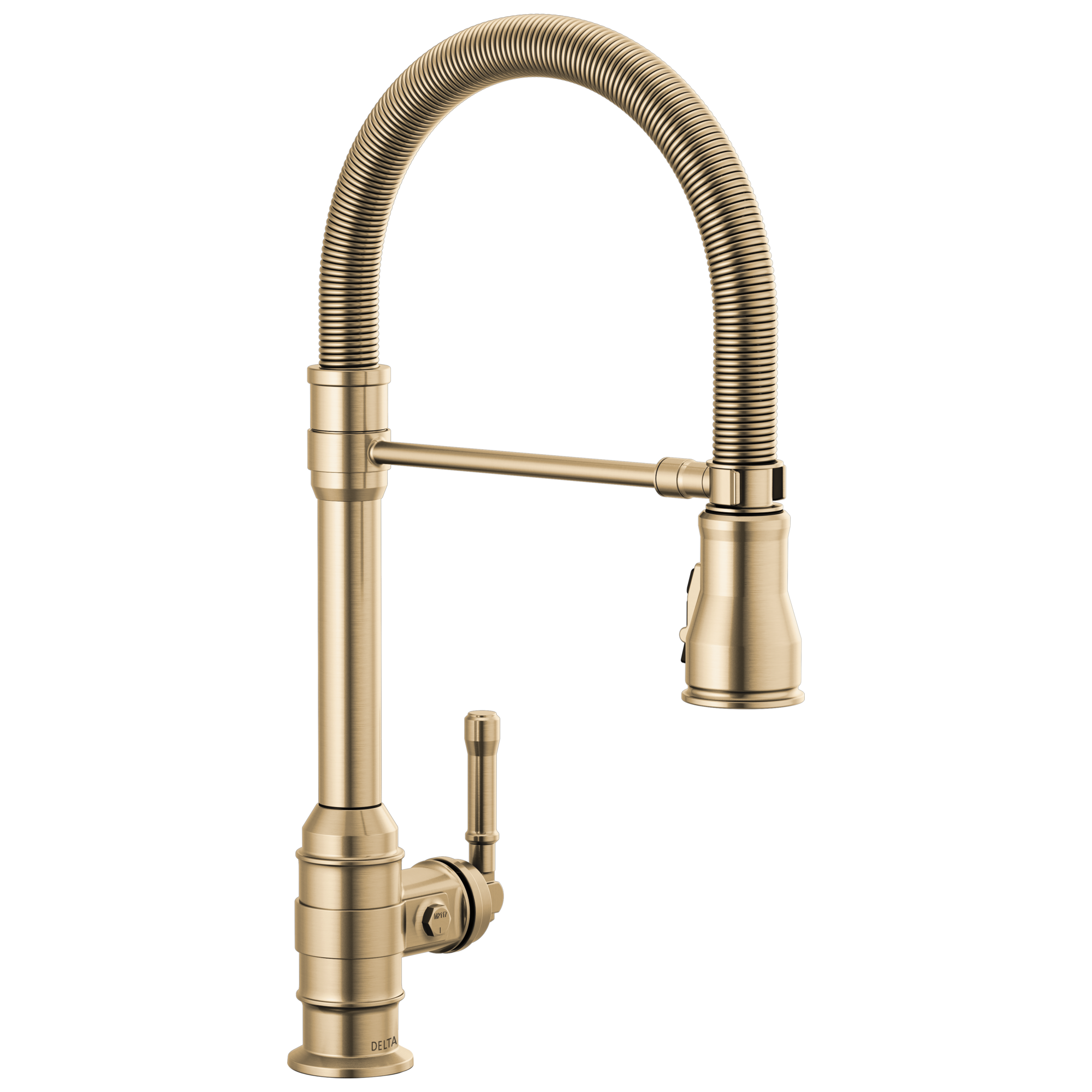 BroderickE Single Handle Pull-Down Kitchen Faucet With Spring Spout - Champagne Bronze