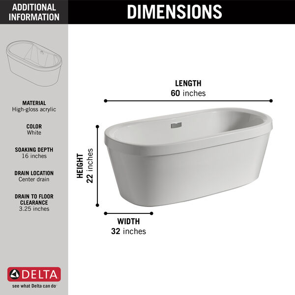 60 X 32 Freestanding Tub With, What Is The Most Common Bathtub Size
