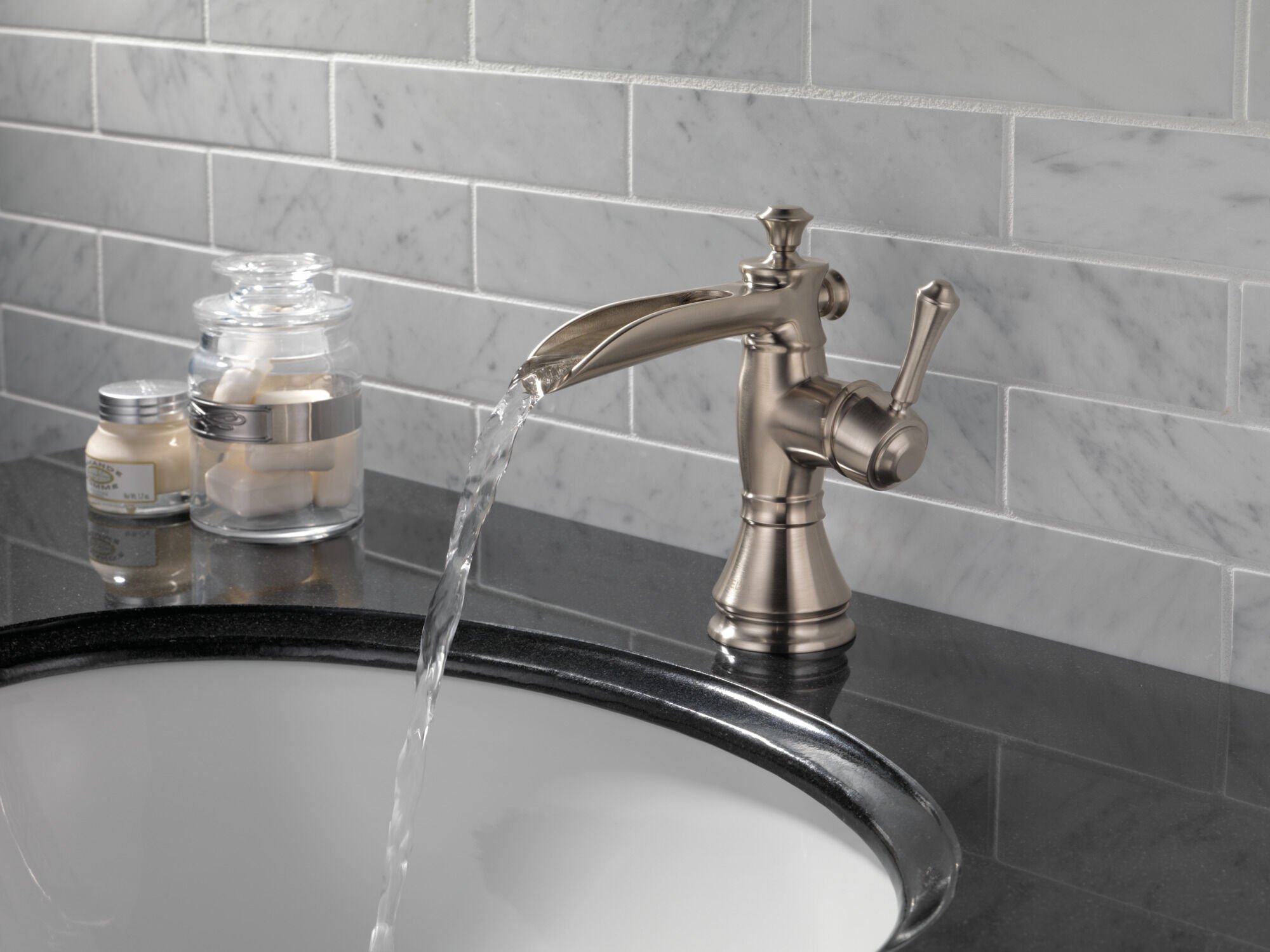 Single Handle Channel Bathroom Faucet in Stainless 598LF-SSMPU