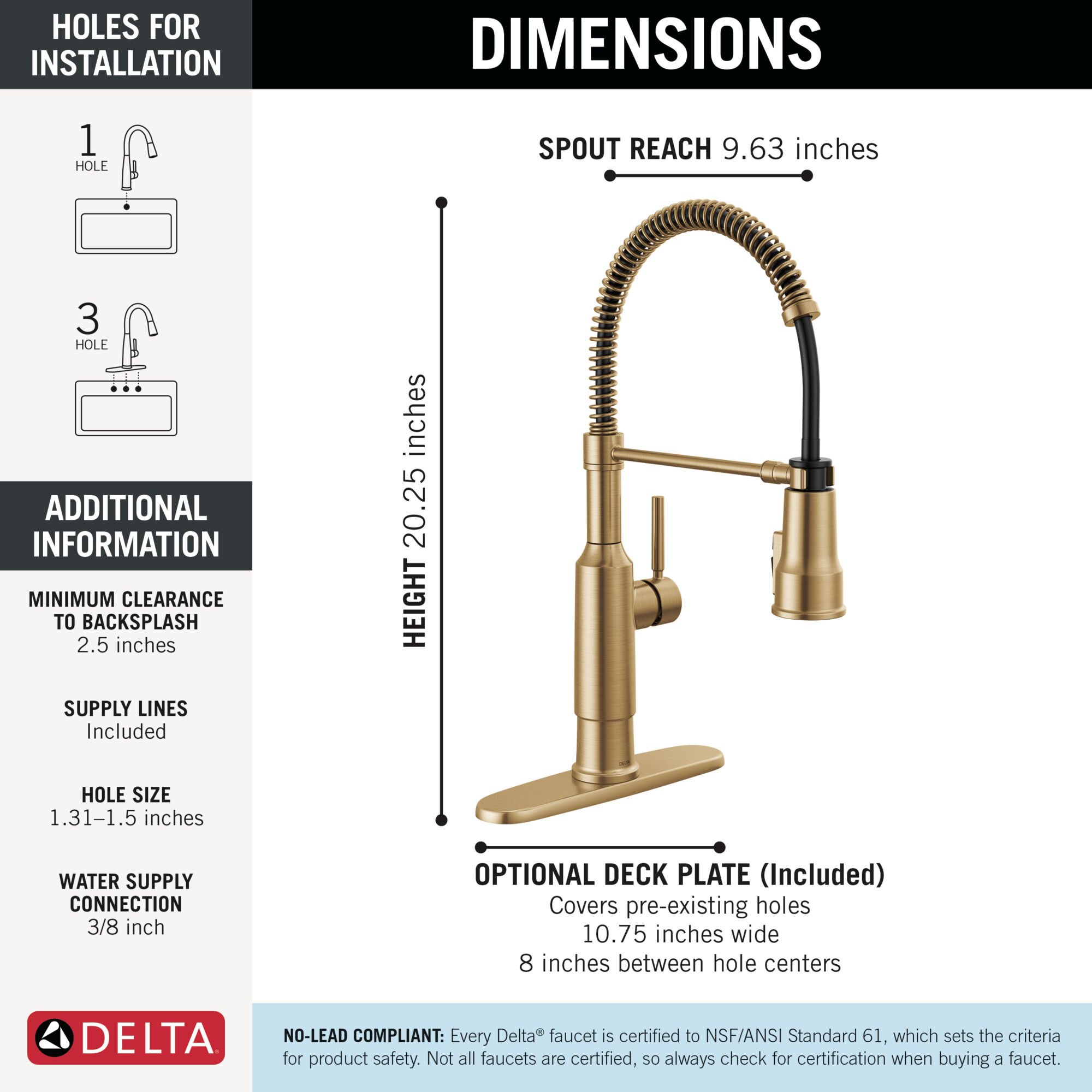 Single-Handle Pull-Down Spring Kitchen Faucet in Champagne Bronze
