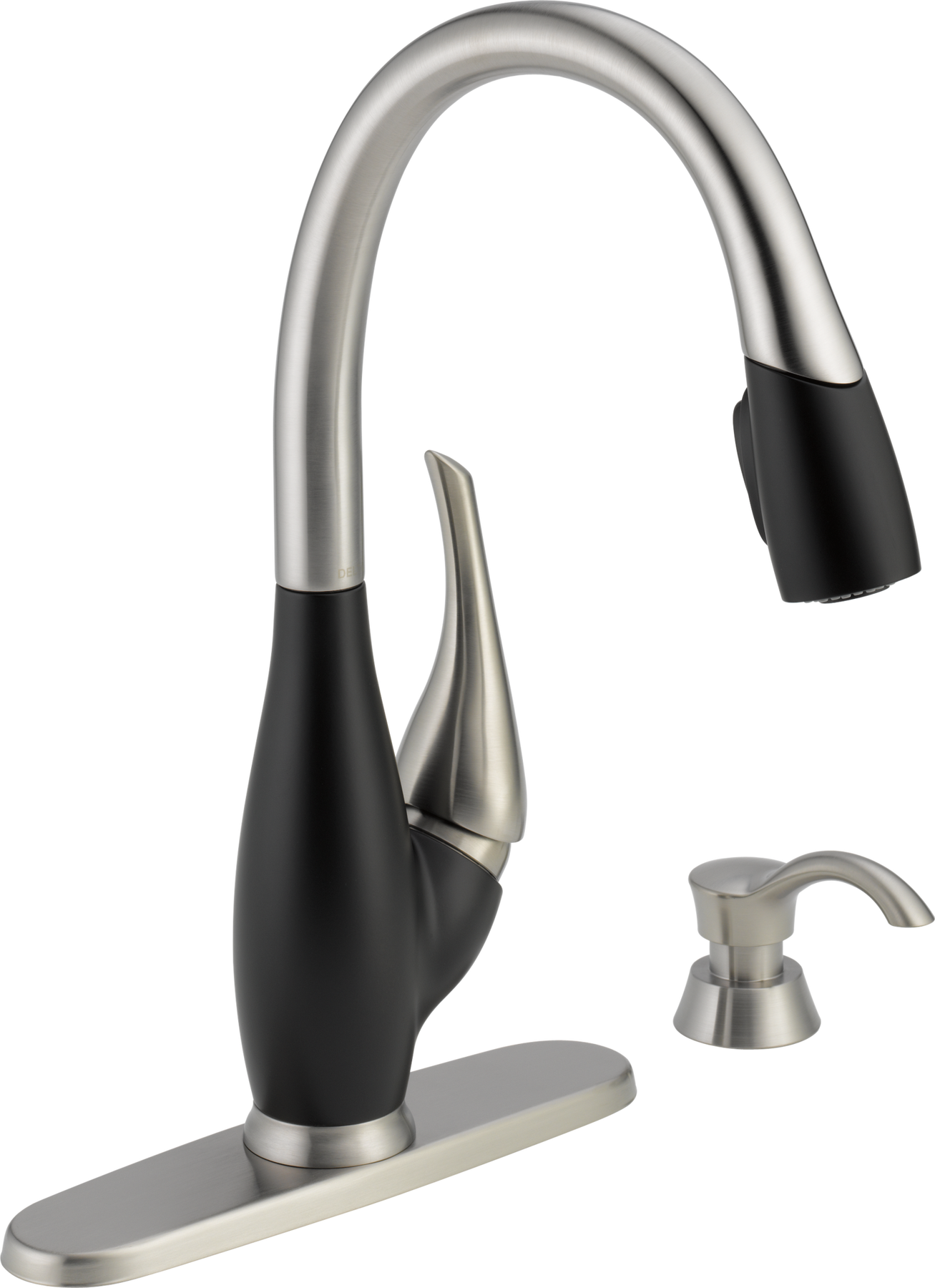 Single Handle Pull-Down Kitchen Faucet with Soap Dispenser in