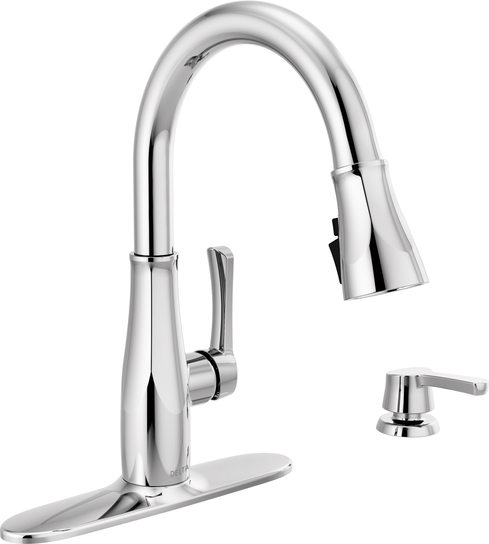 Single Handle Pull-Down Kitchen Faucet with Soap Dispenser and