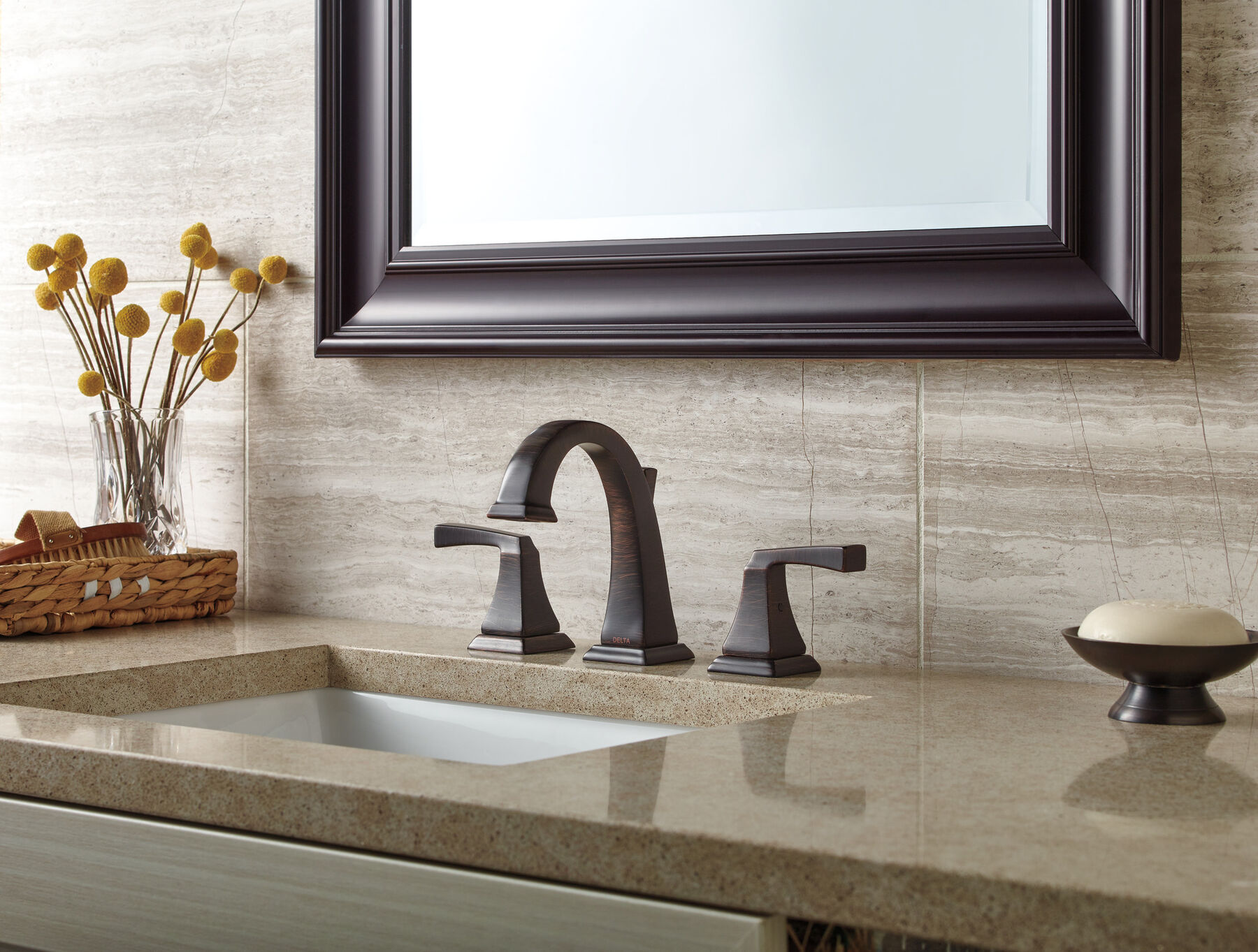Two Handle Widespread Bathroom Faucet in Venetian Bronze 3551LF-RB | Delta Faucet