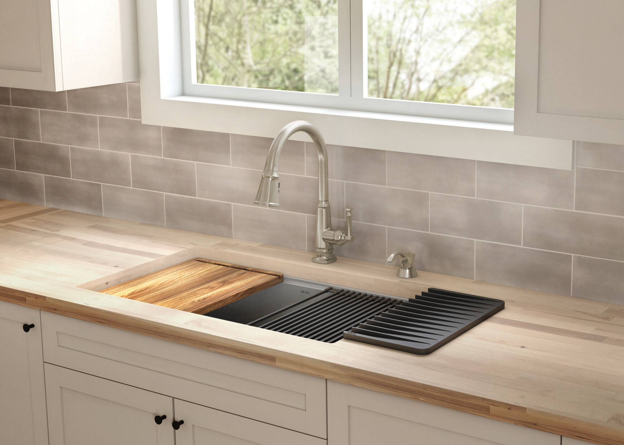 Single Handle Pull-Down Kitchen Faucet with Soap Dispenser and