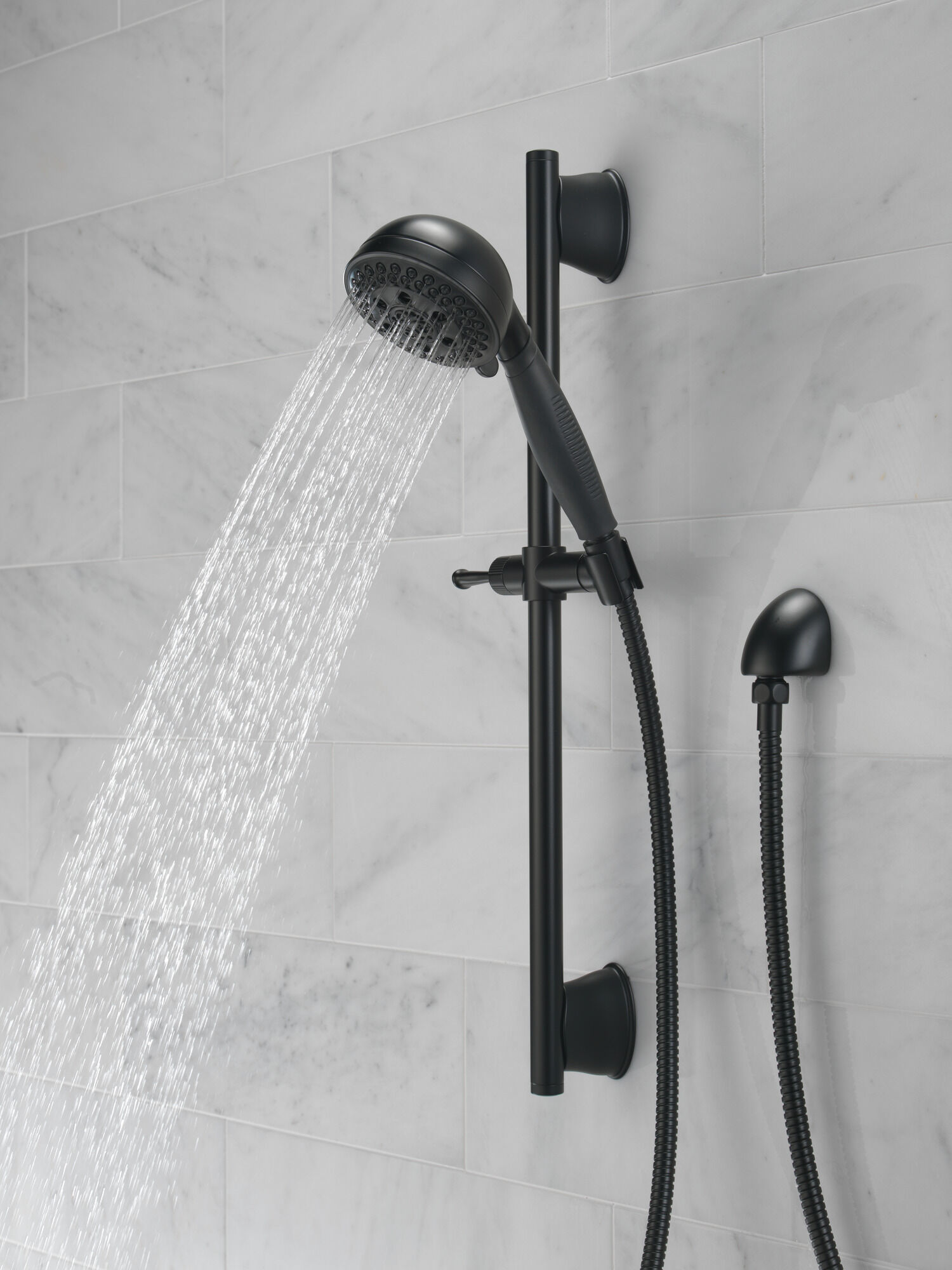 Matte Black Shower Head with Slide Bar Combo 5-Function Handheld Shower 