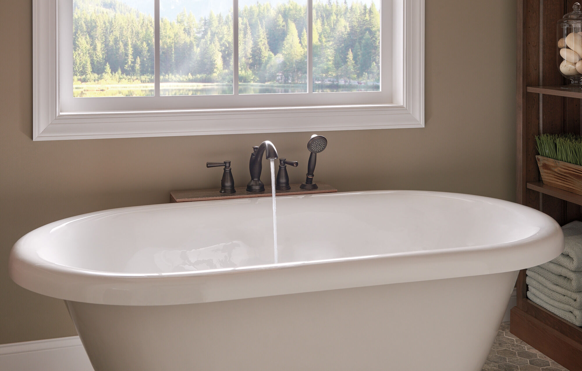 Traditional Roman Tub with Hand Shower Trim in Venetian Bronze