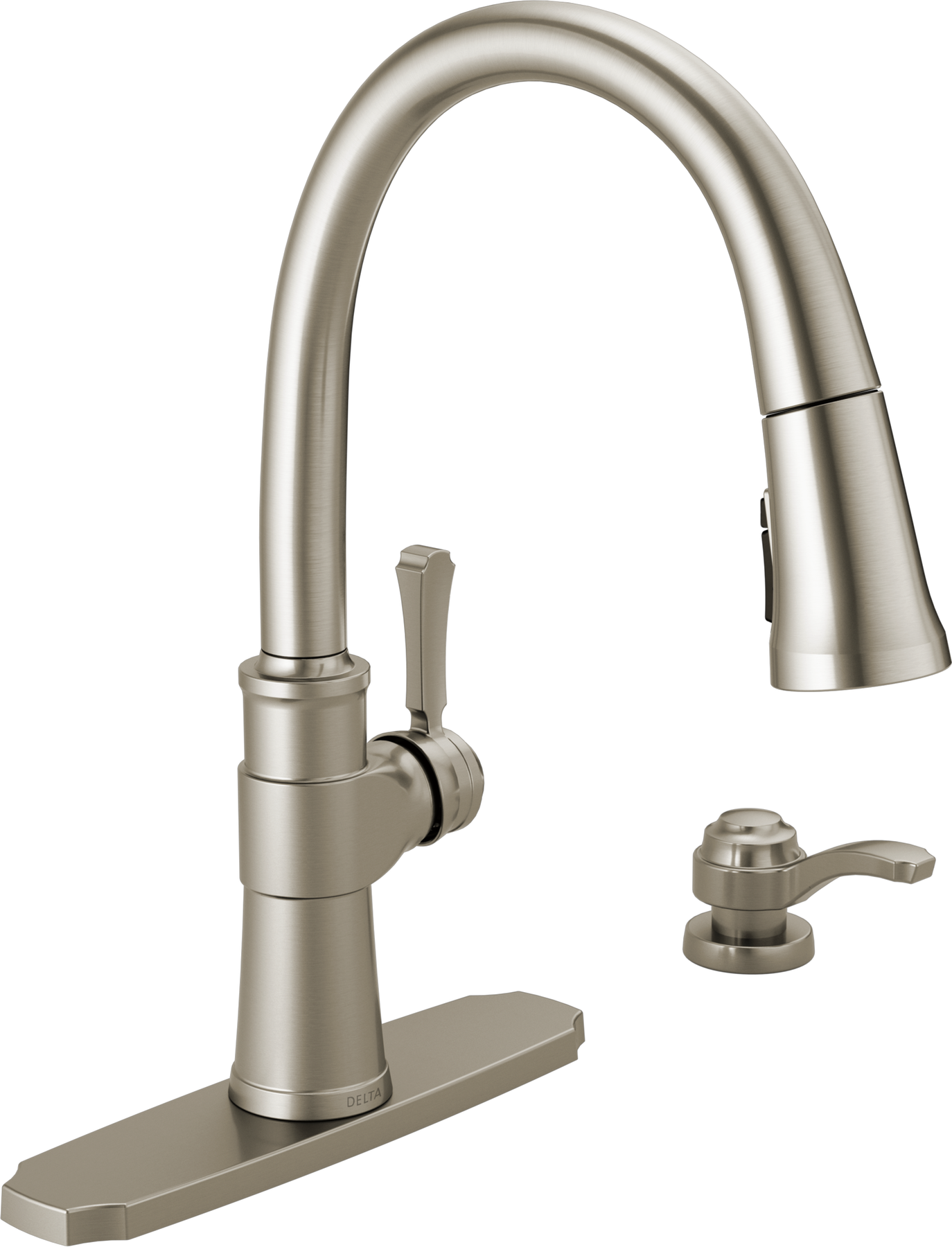 Single Handle Pull-Down Kitchen Faucet with Soap Dispenser and