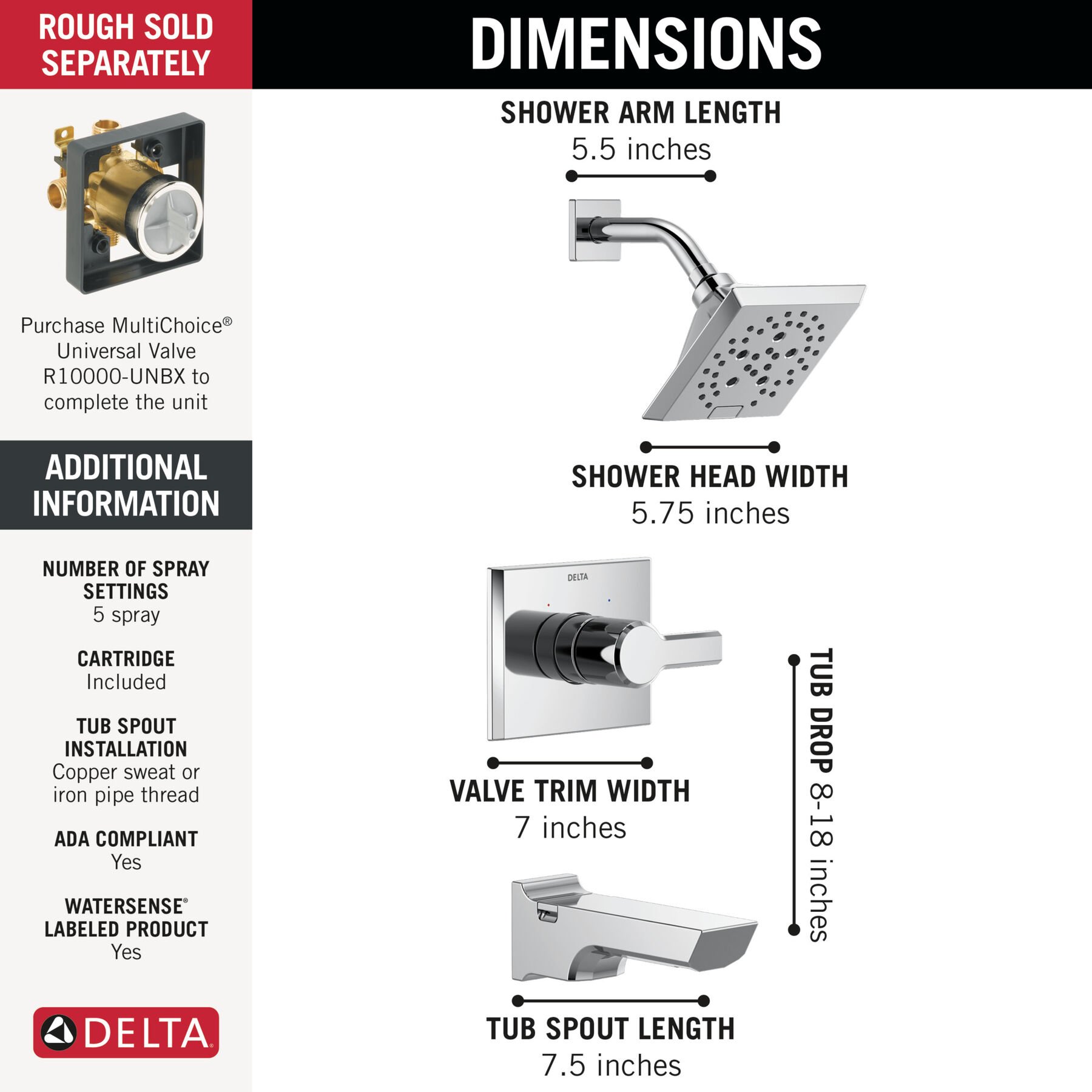 Monitor&reg; 14 Series H<sub>2</sub>Okinetic&reg; Tub and Shower Trim
