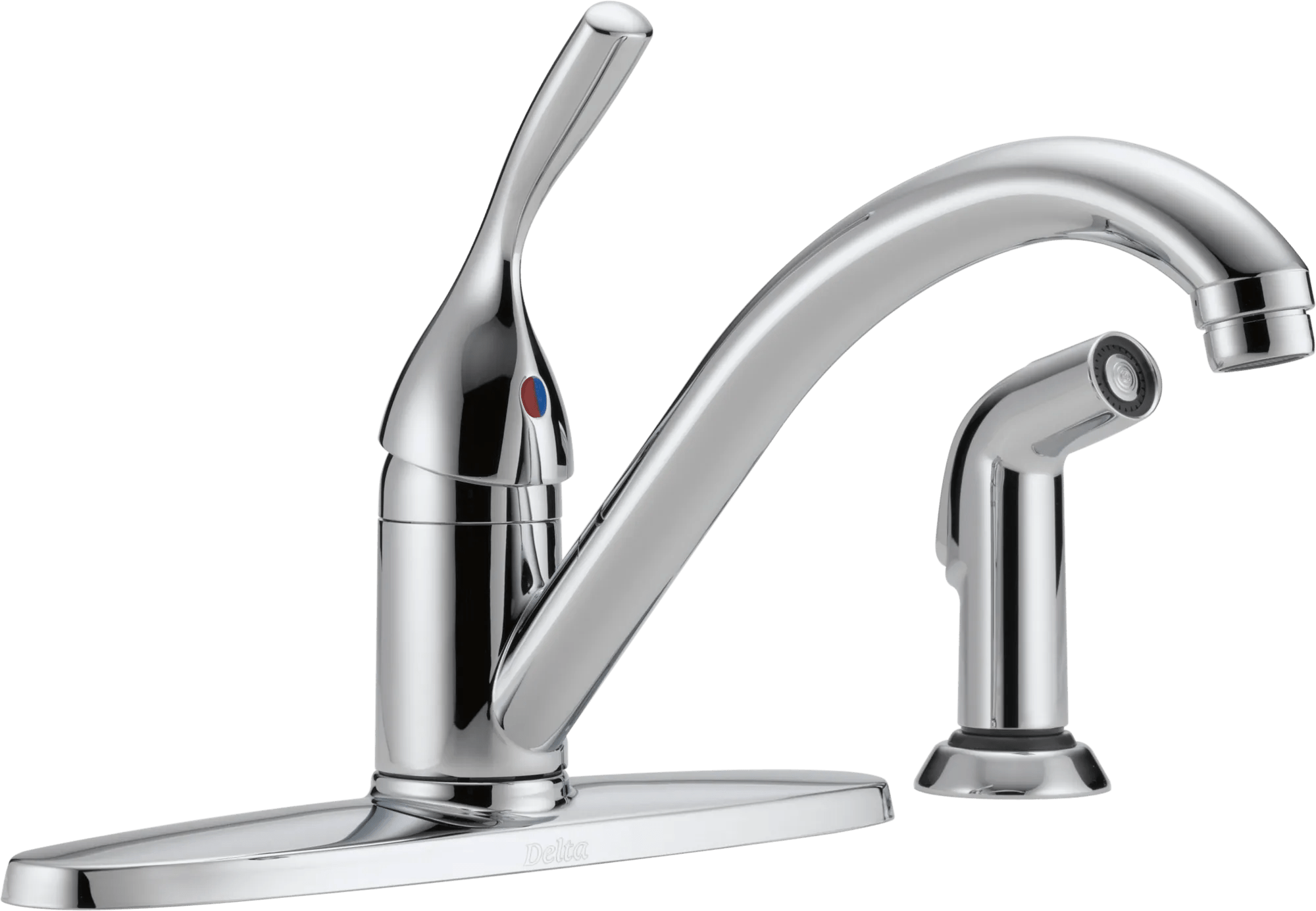 Delta Faucet 134 / 100 / 300 / 400 Series Single Handle Kitchen Faucet with Spray - Chrome