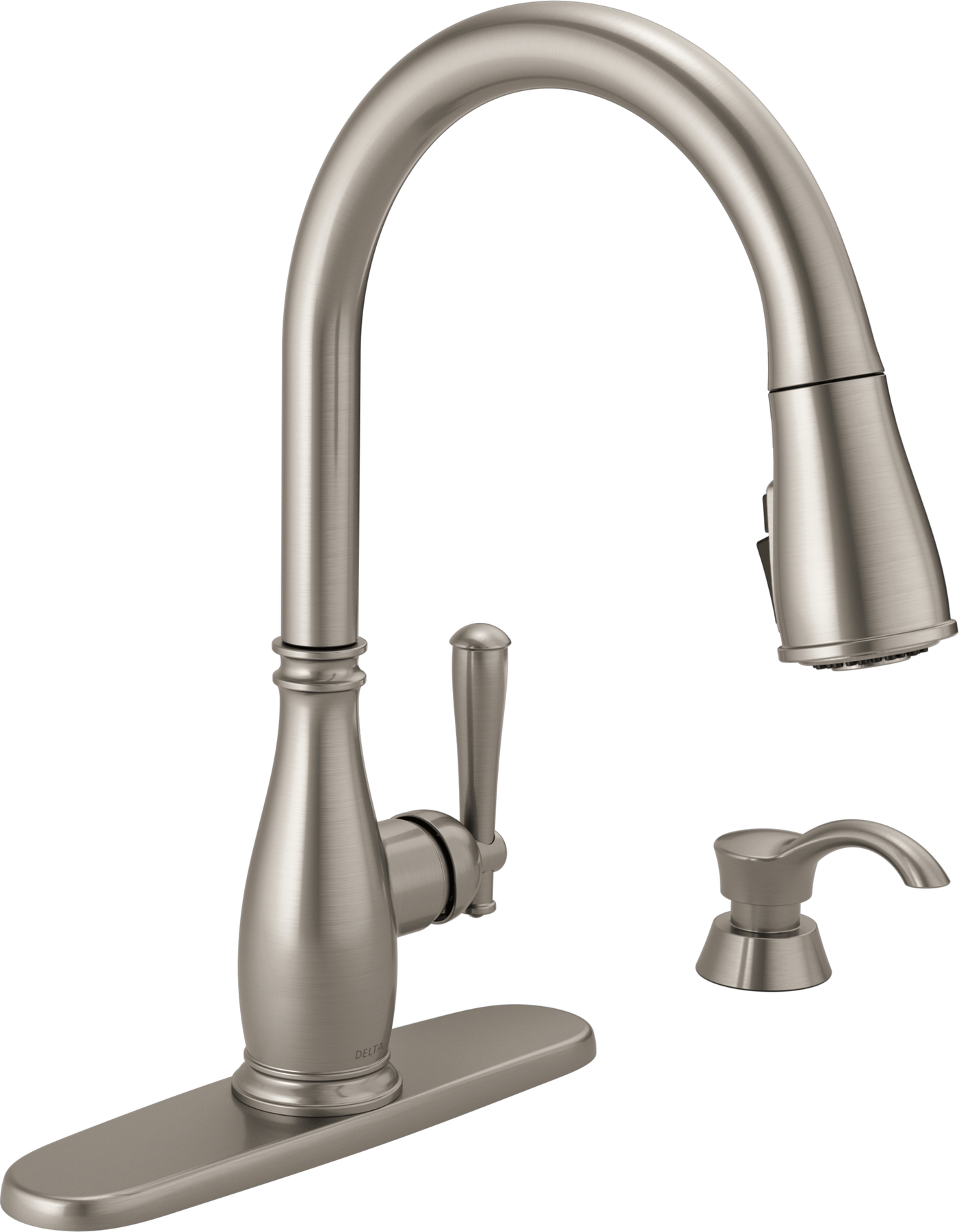 Single Handle Pull-Down Kitchen Faucet with Soap Dispenser and