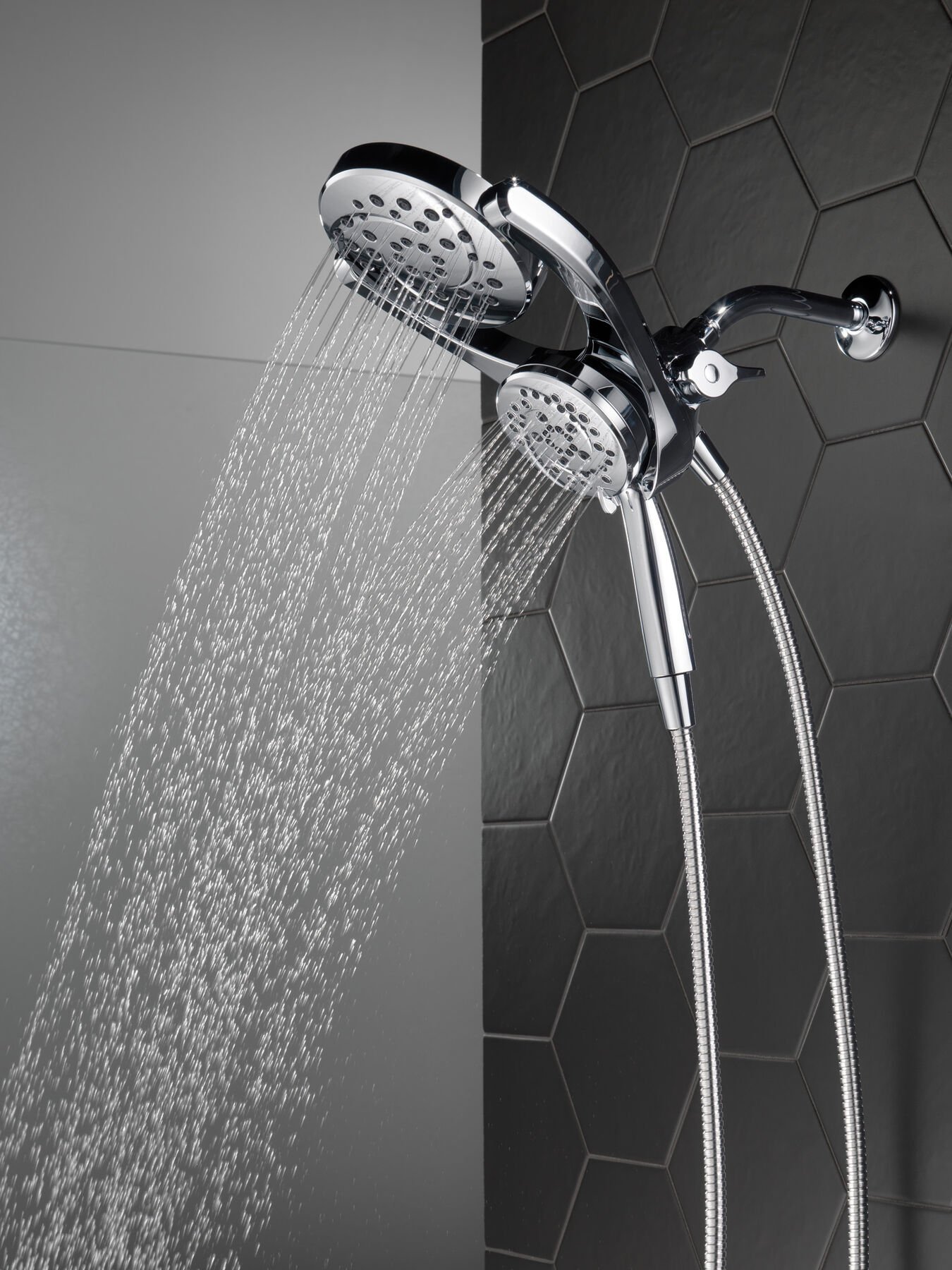 HydroRain® 4-Setting Two-in-One Shower Head in Chrome 75699  