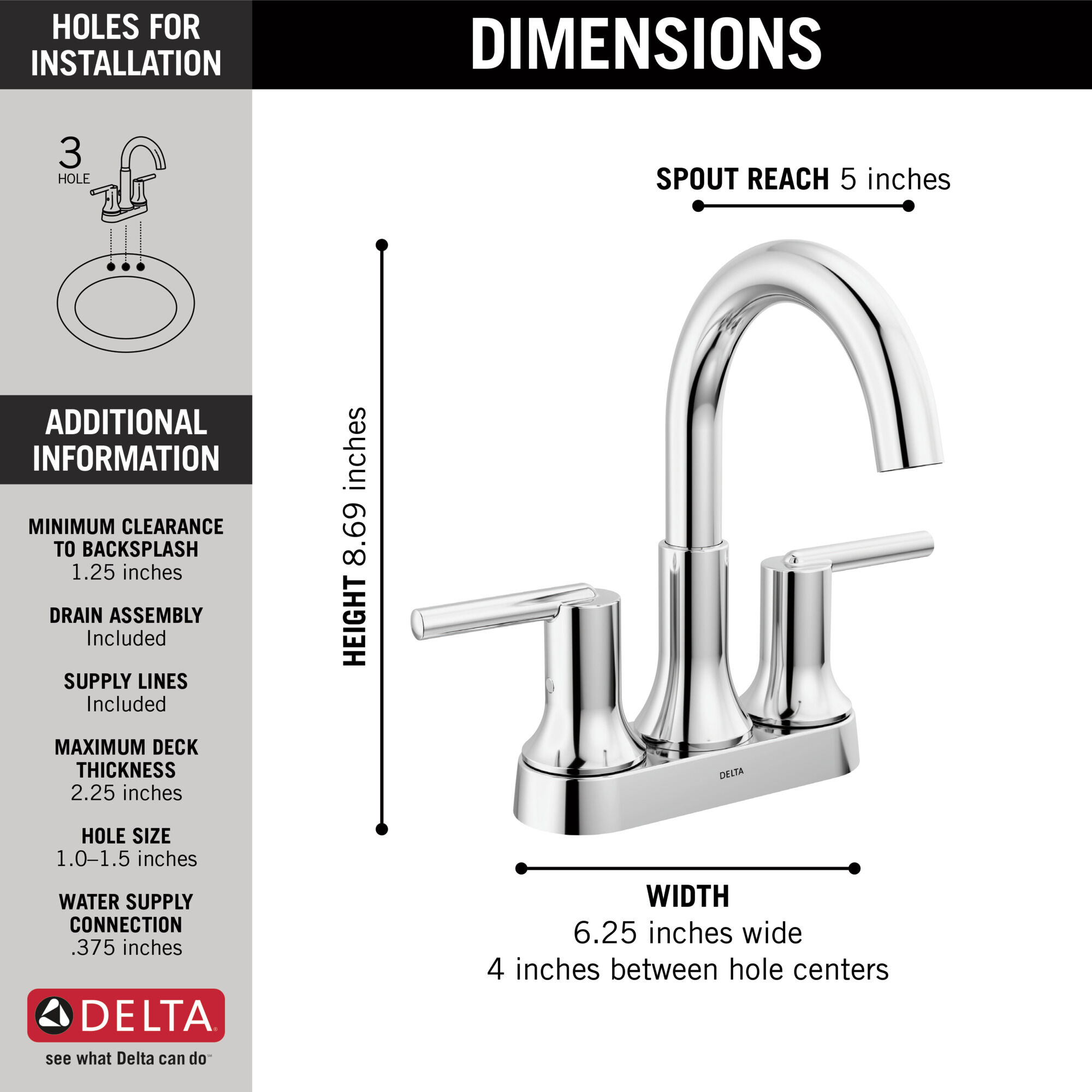 Two Handle Centerset Bathroom Faucet in Chrome 2559-MPU-DST