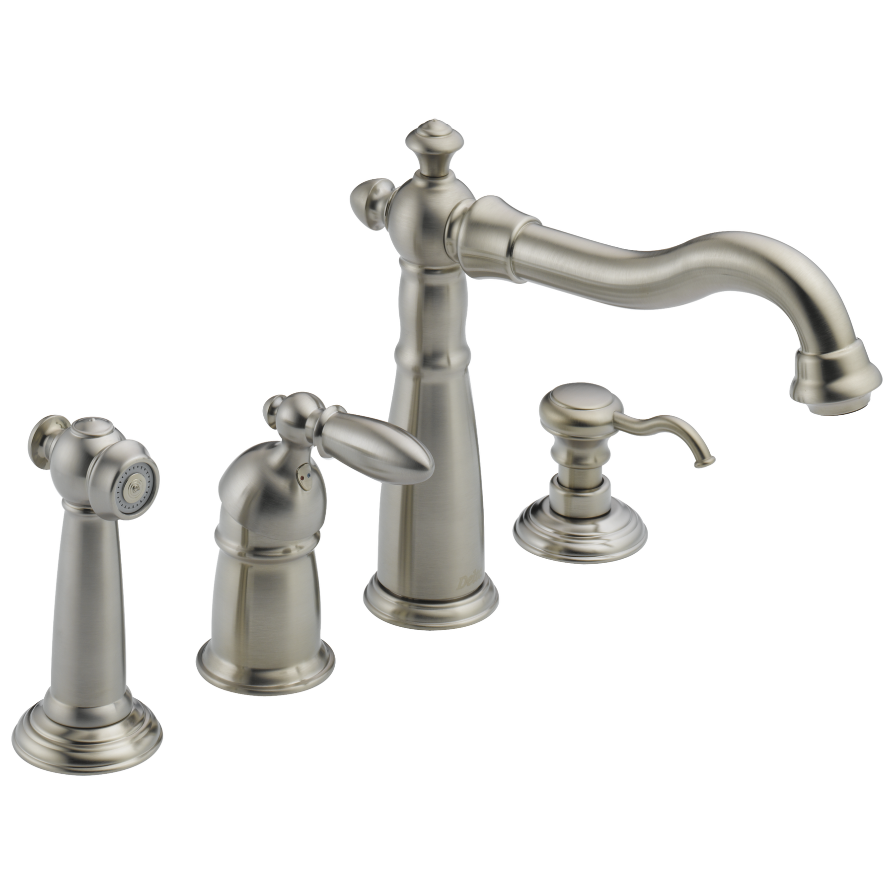 Single Handle Kitchen Faucet with Spray and Soap Dispenser in