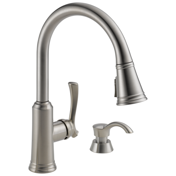 Single Handle Pull-Down Kitchen Faucet with Soap Dispenser and 